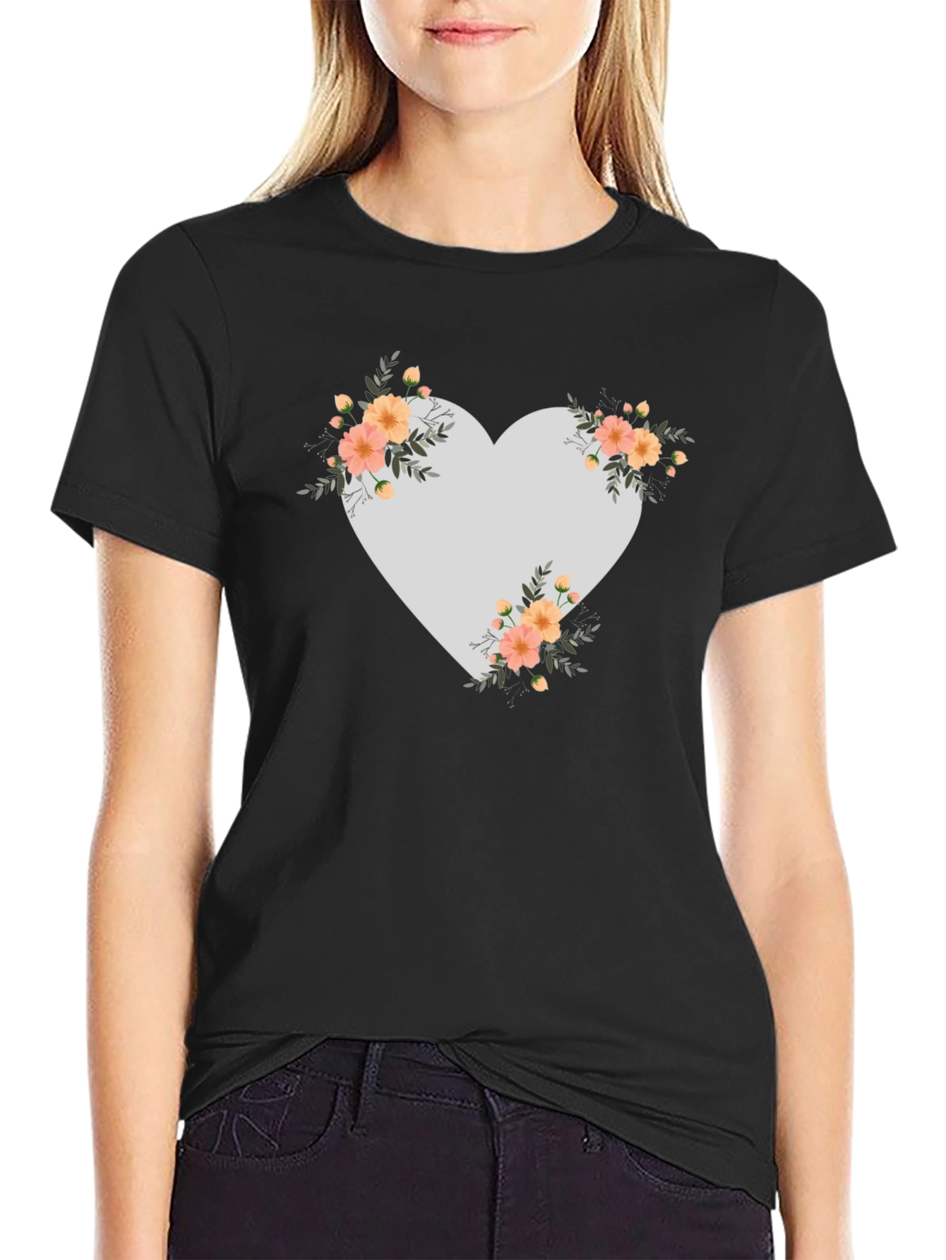 Floral Heart Graphic Tee - Stylish Comfort