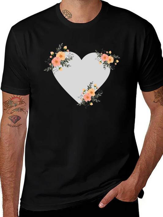 Floral Heart Graphic Tee - Stylish Comfort