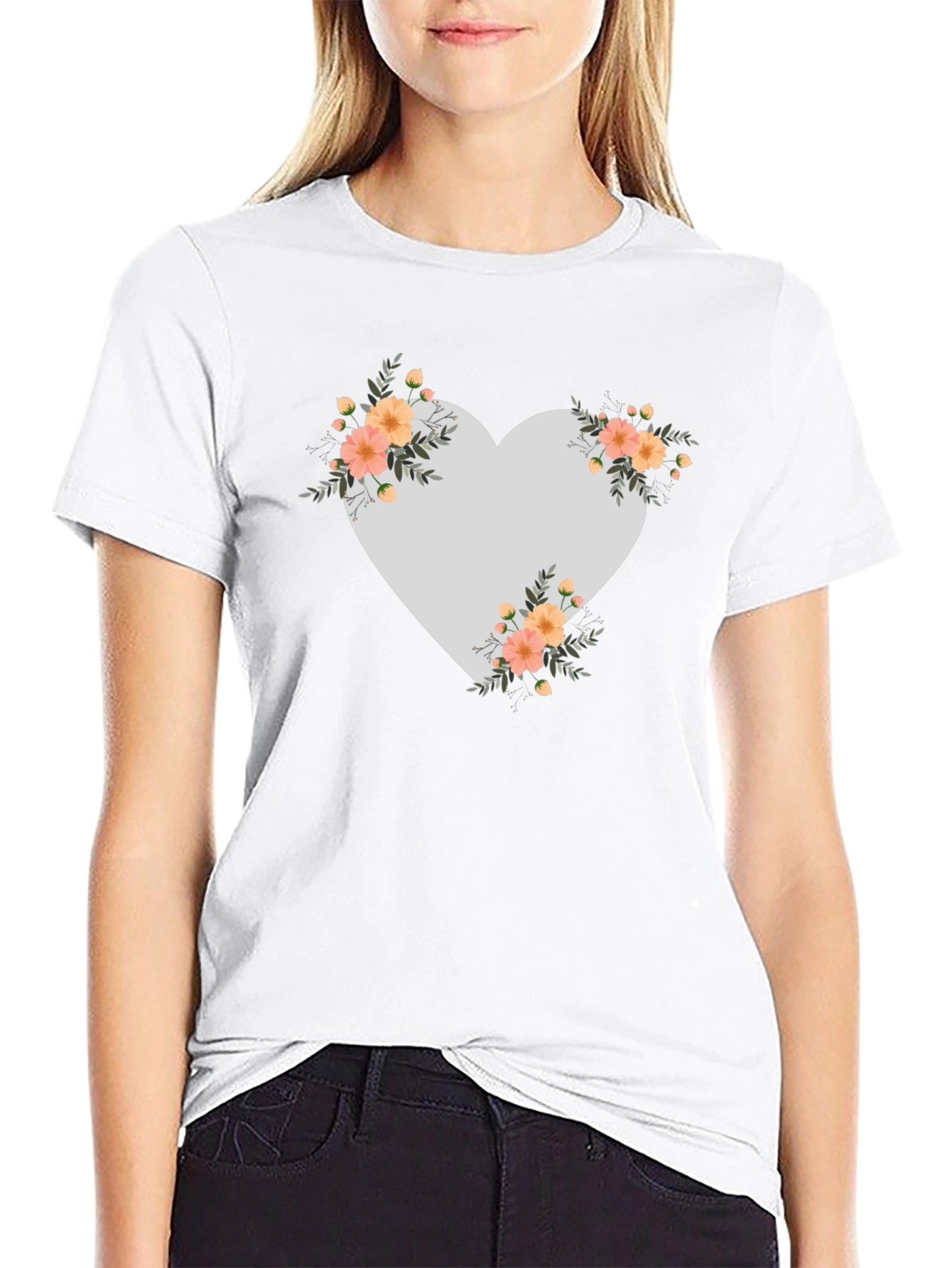 Floral Heart Graphic Tee - Stylish Comfort