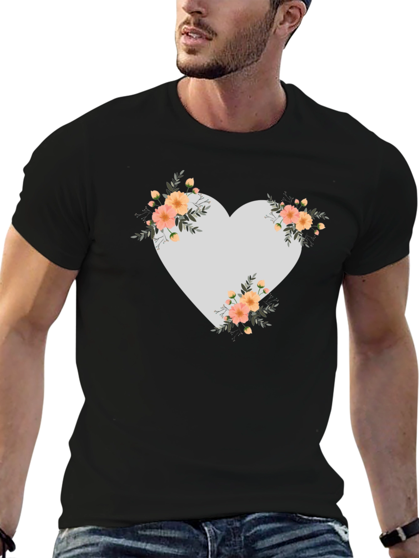 Floral Heart Graphic Tee - Stylish Comfort