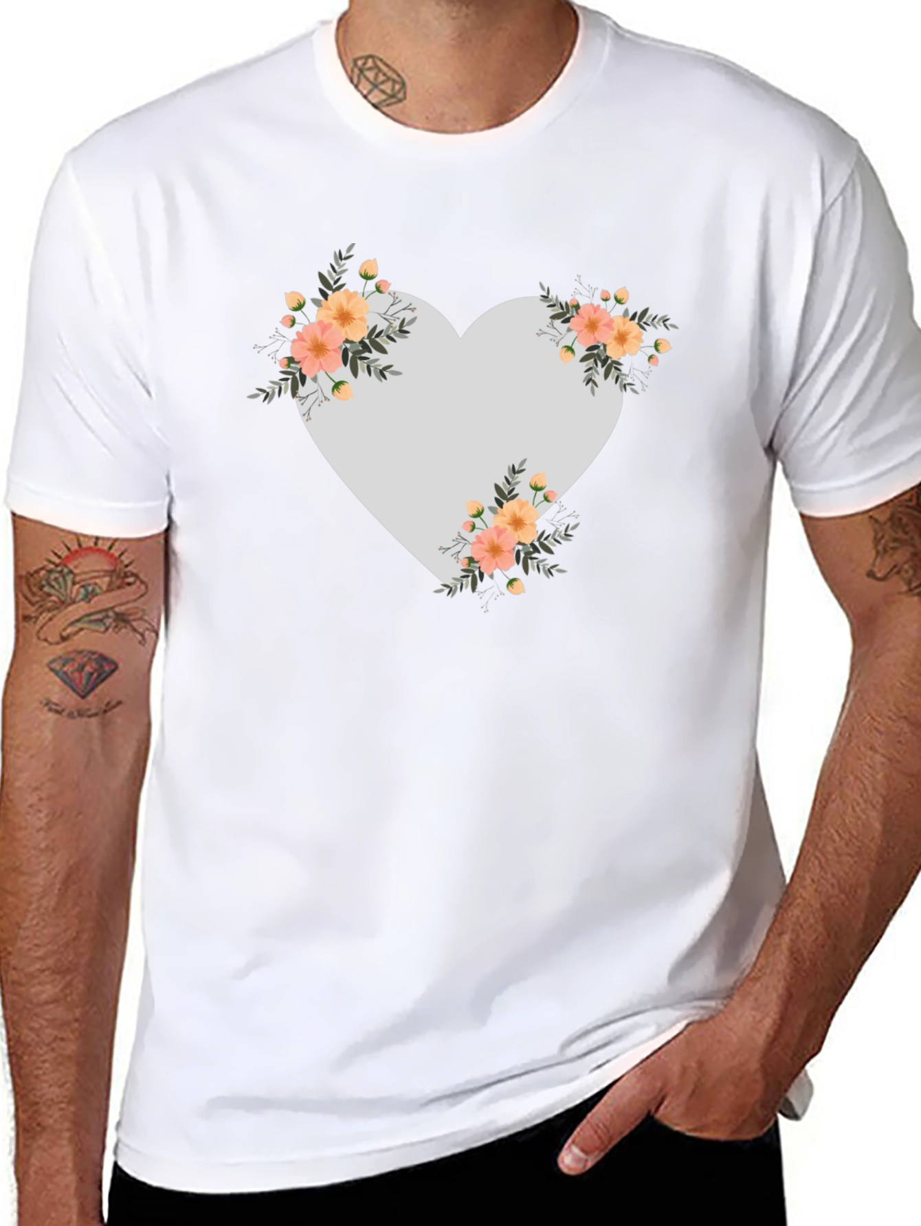 Floral Heart Graphic Tee - Stylish Comfort