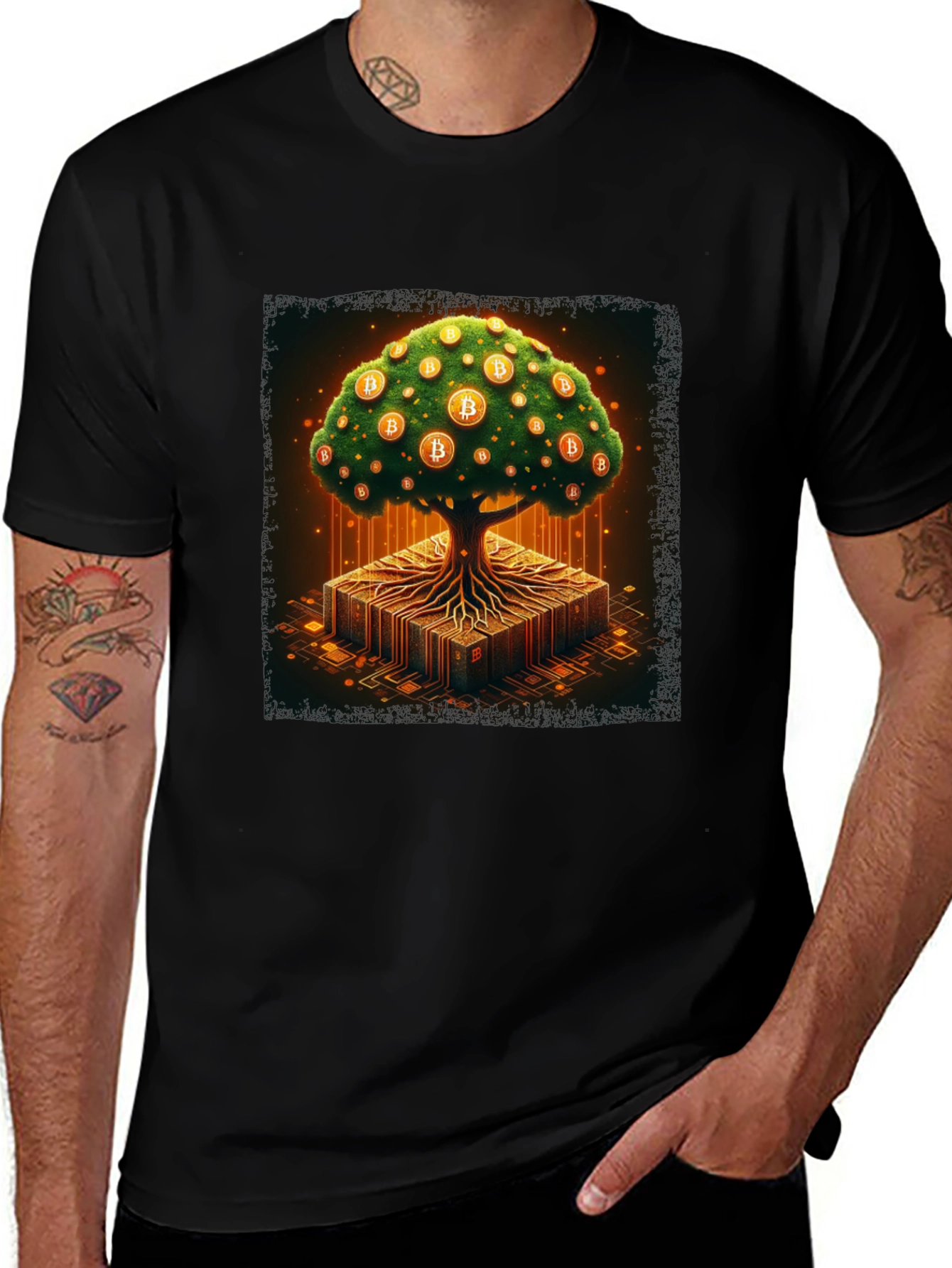 Bitcoin Tree Black T-Shirt - Crypto Lover