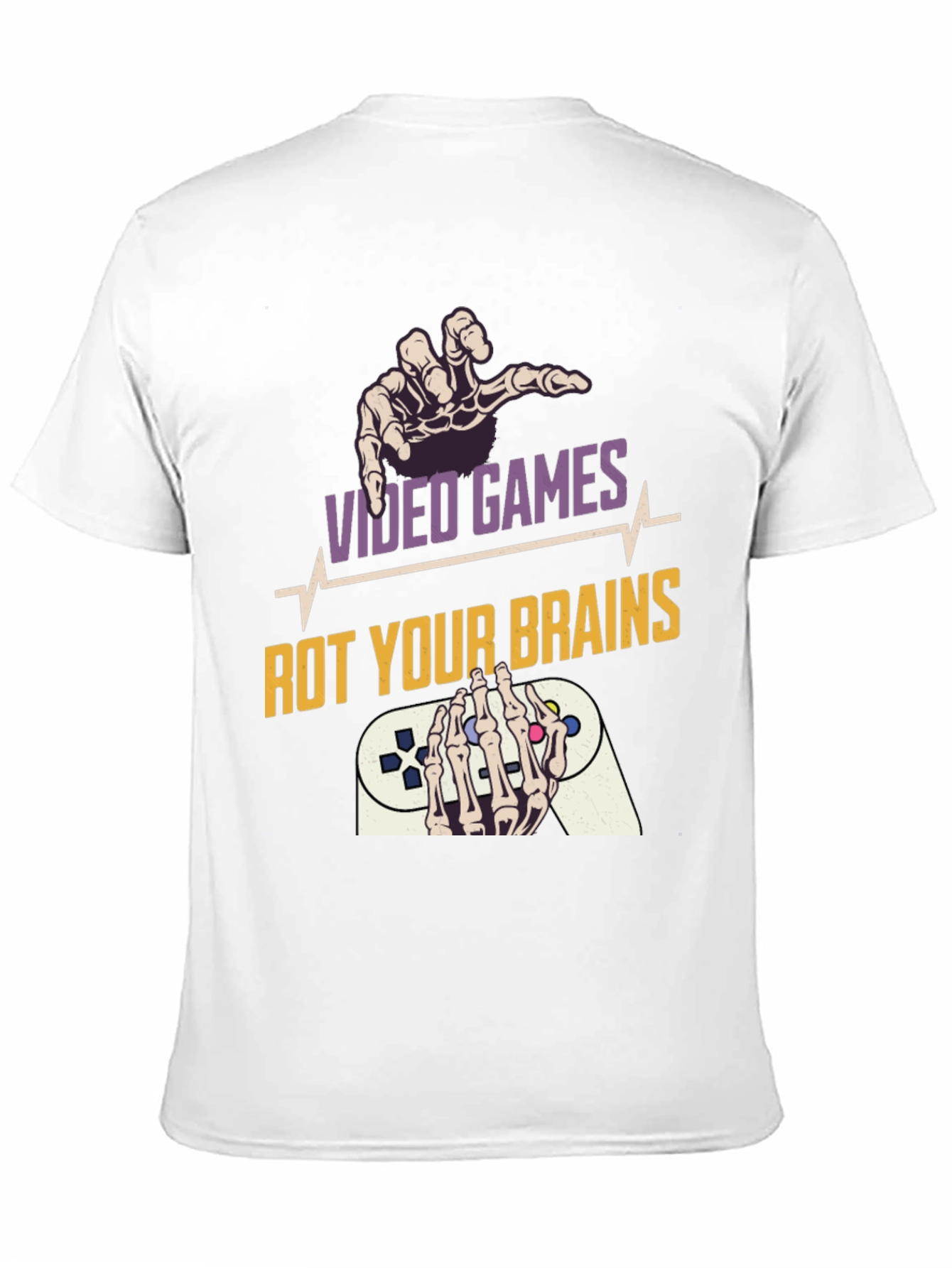 Video Games Rot Your Brains Skeleton Hands Graphic Tee