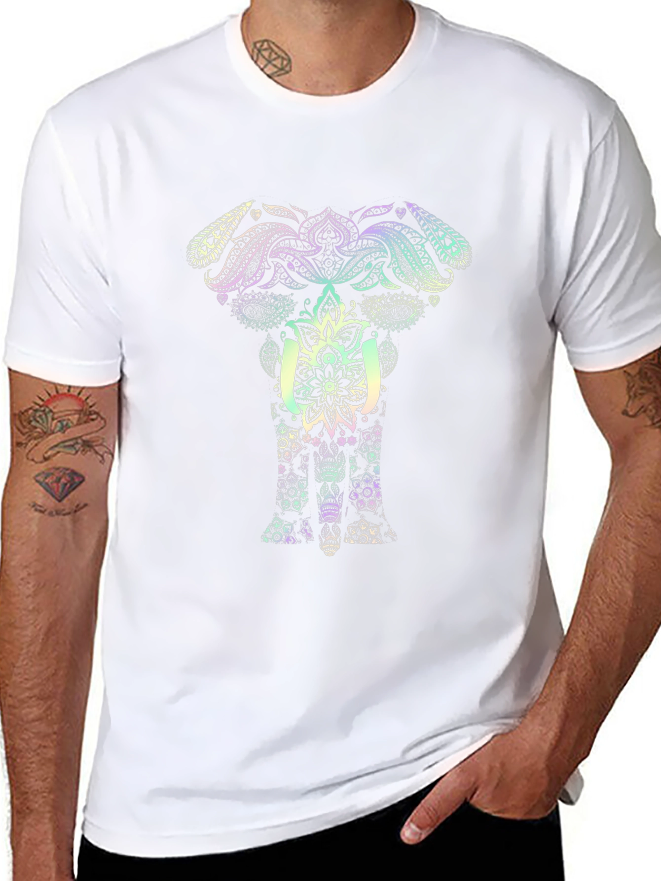 Elephant Mandala Graphic Tee - Black