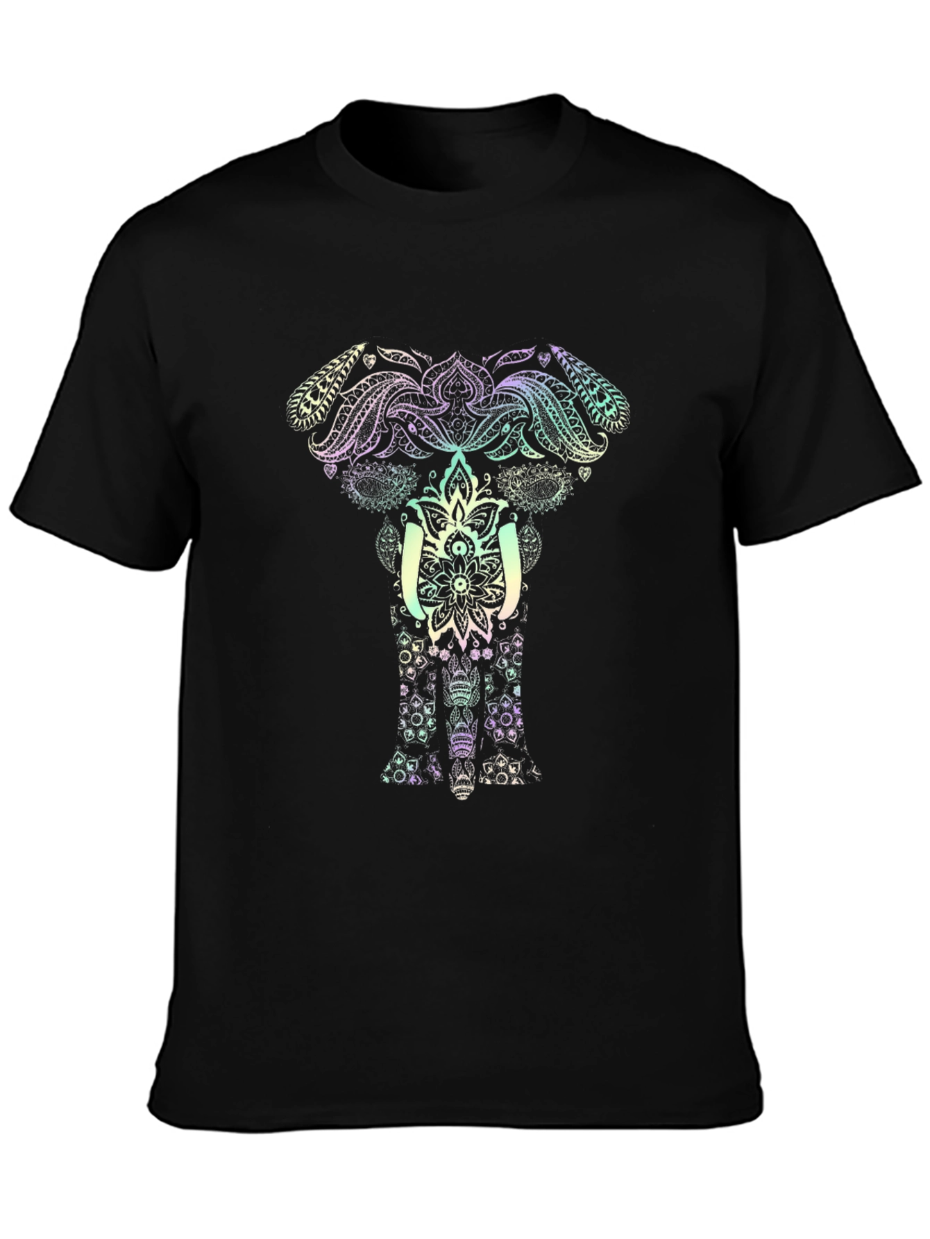 Elephant Mandala Graphic Tee - Black