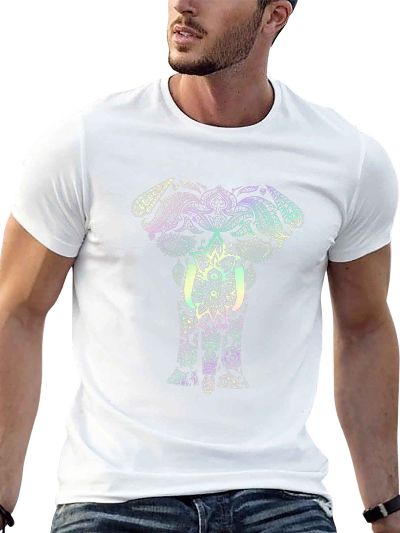 Elephant Mandala Graphic Tee - Black
