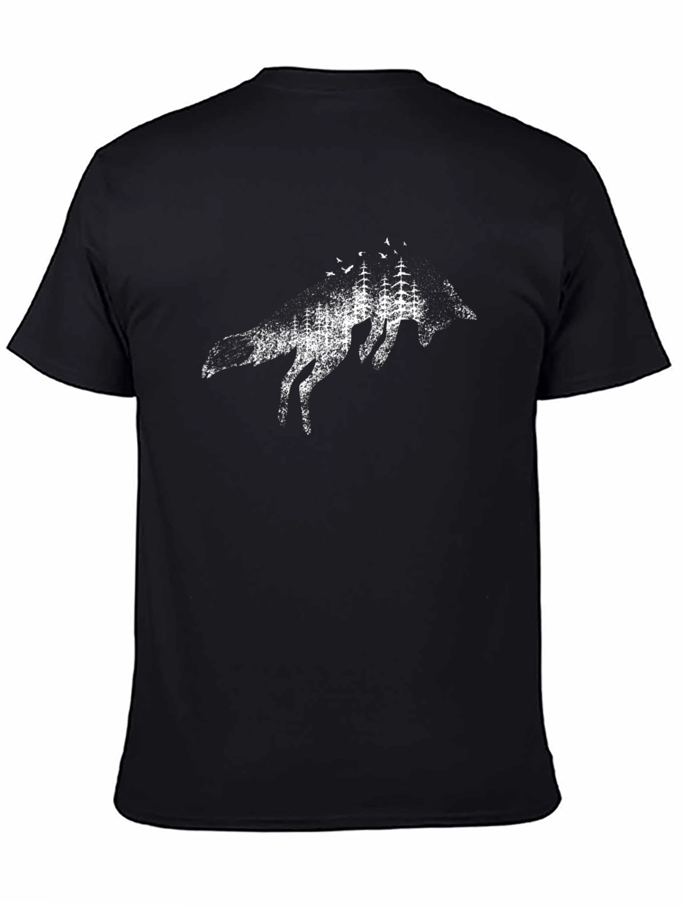 Mens Black Wolf & Forest Graphic Tee