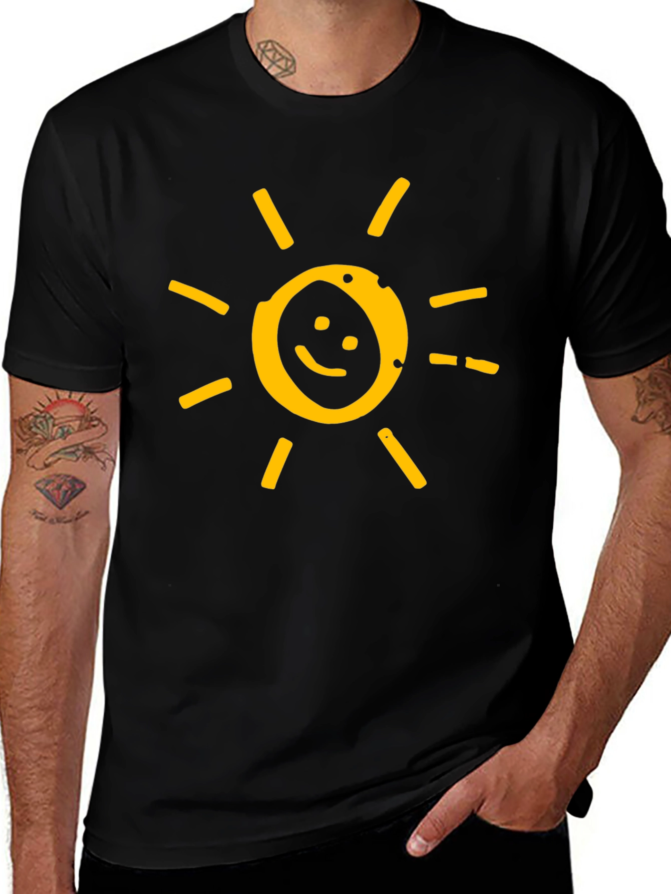 Smiley Sun Graphic Tee - Soft Cotton Blend