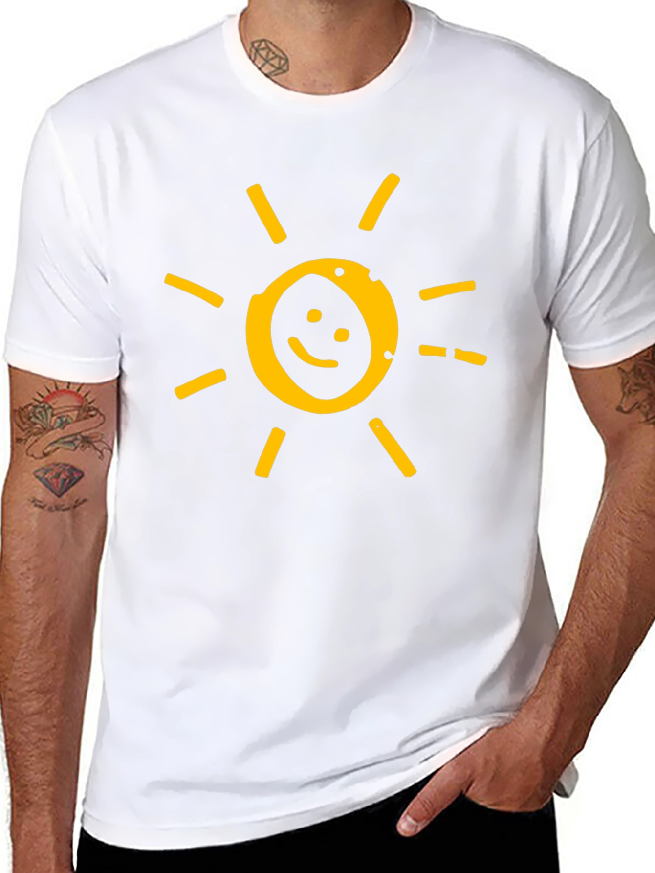 Smiley Sun Graphic Tee - Soft Cotton Blend