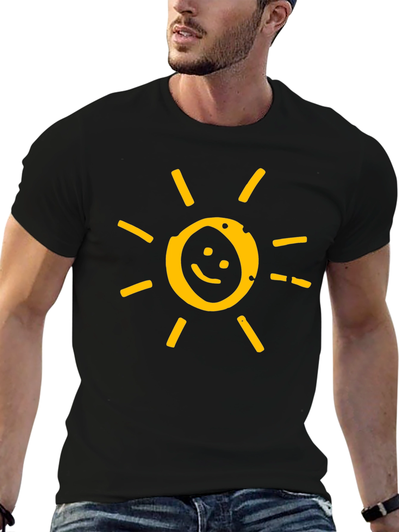 Smiley Sun Graphic Tee - Soft Cotton Blend