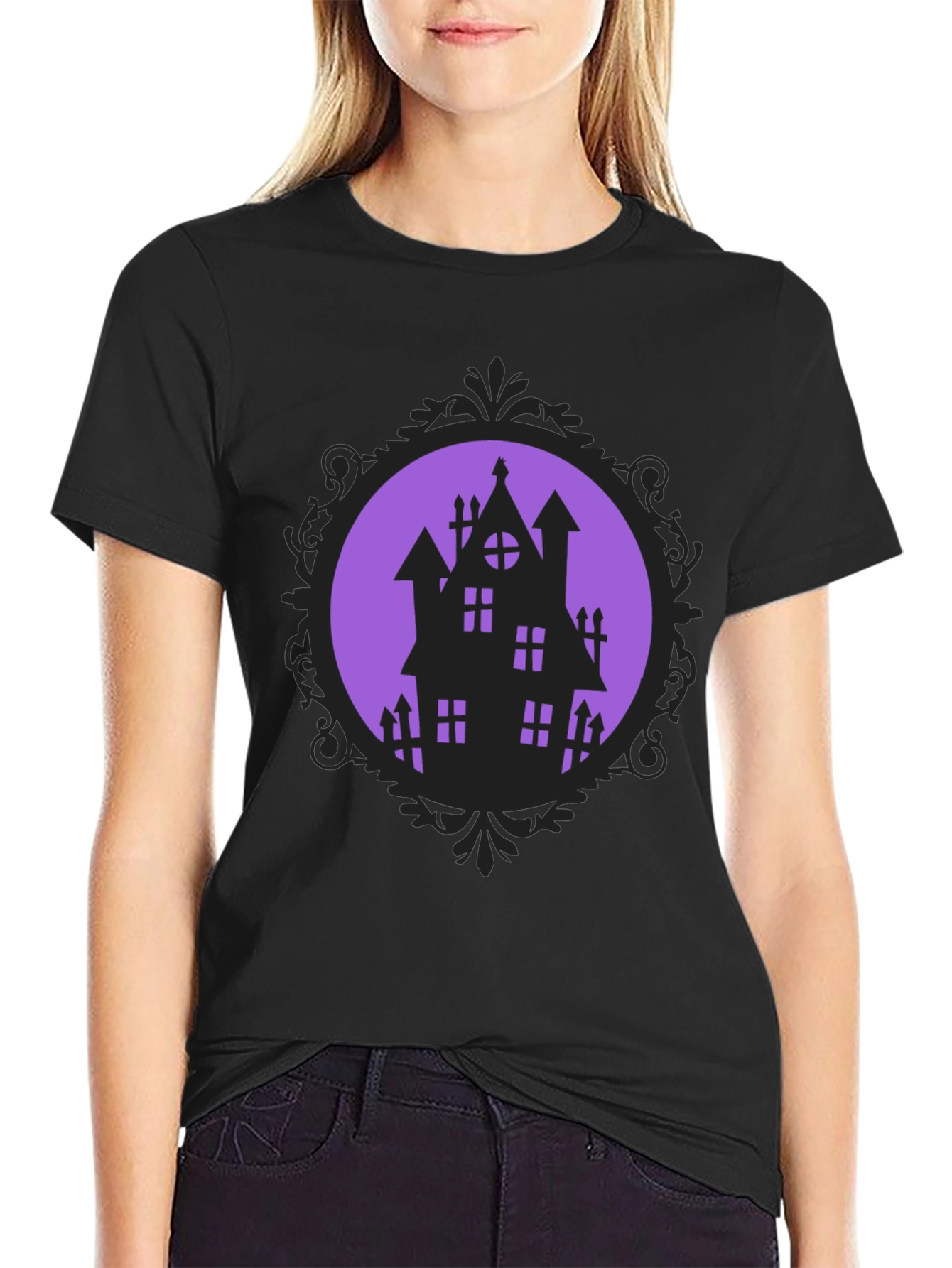 Spooky Haunted House Graphic Tee - Halloween Shirt