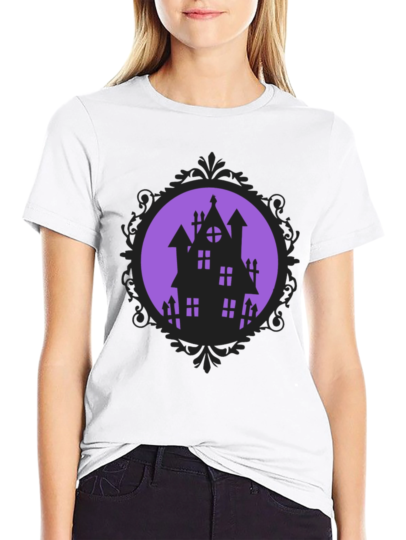 Spooky Haunted House Graphic Tee - Halloween Shirt