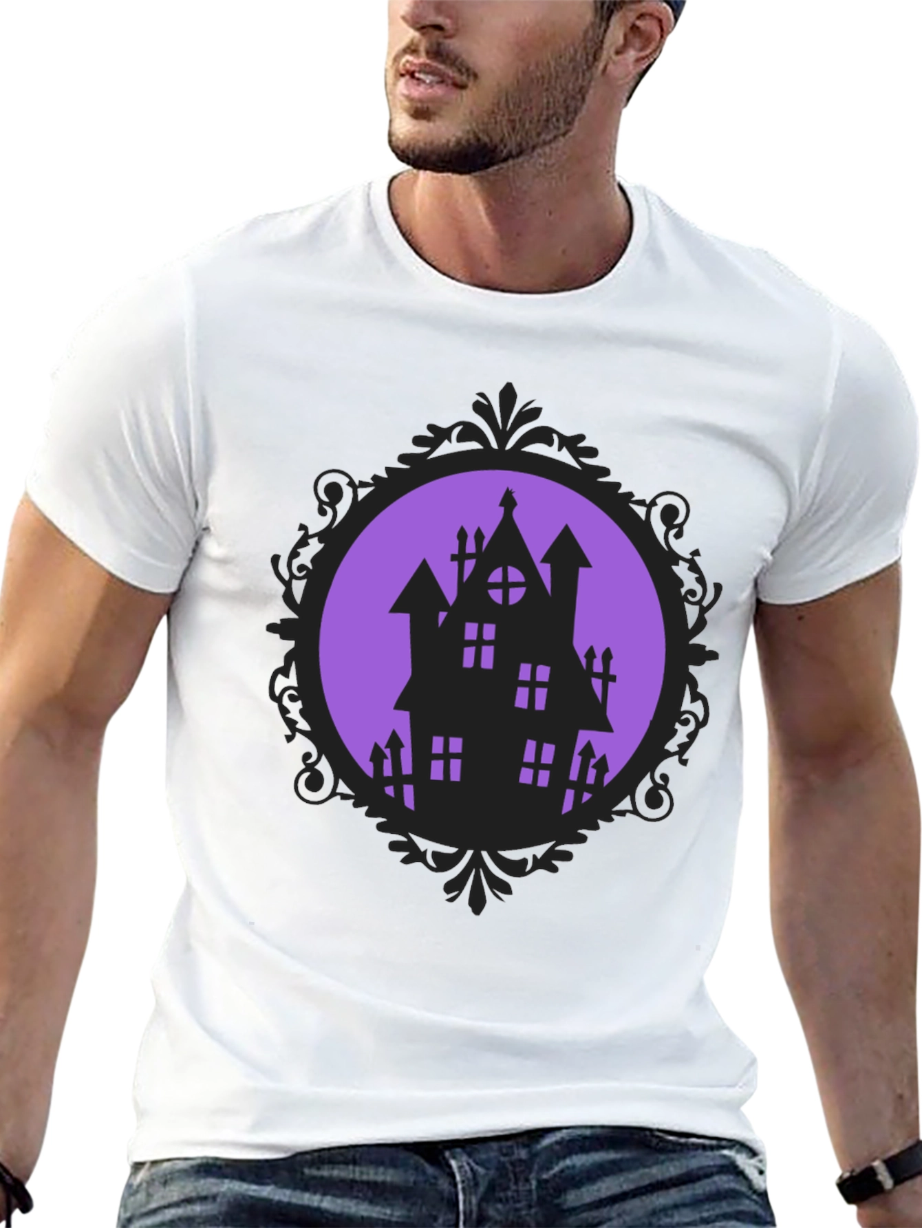 Spooky Haunted House Graphic Tee - Halloween Shirt