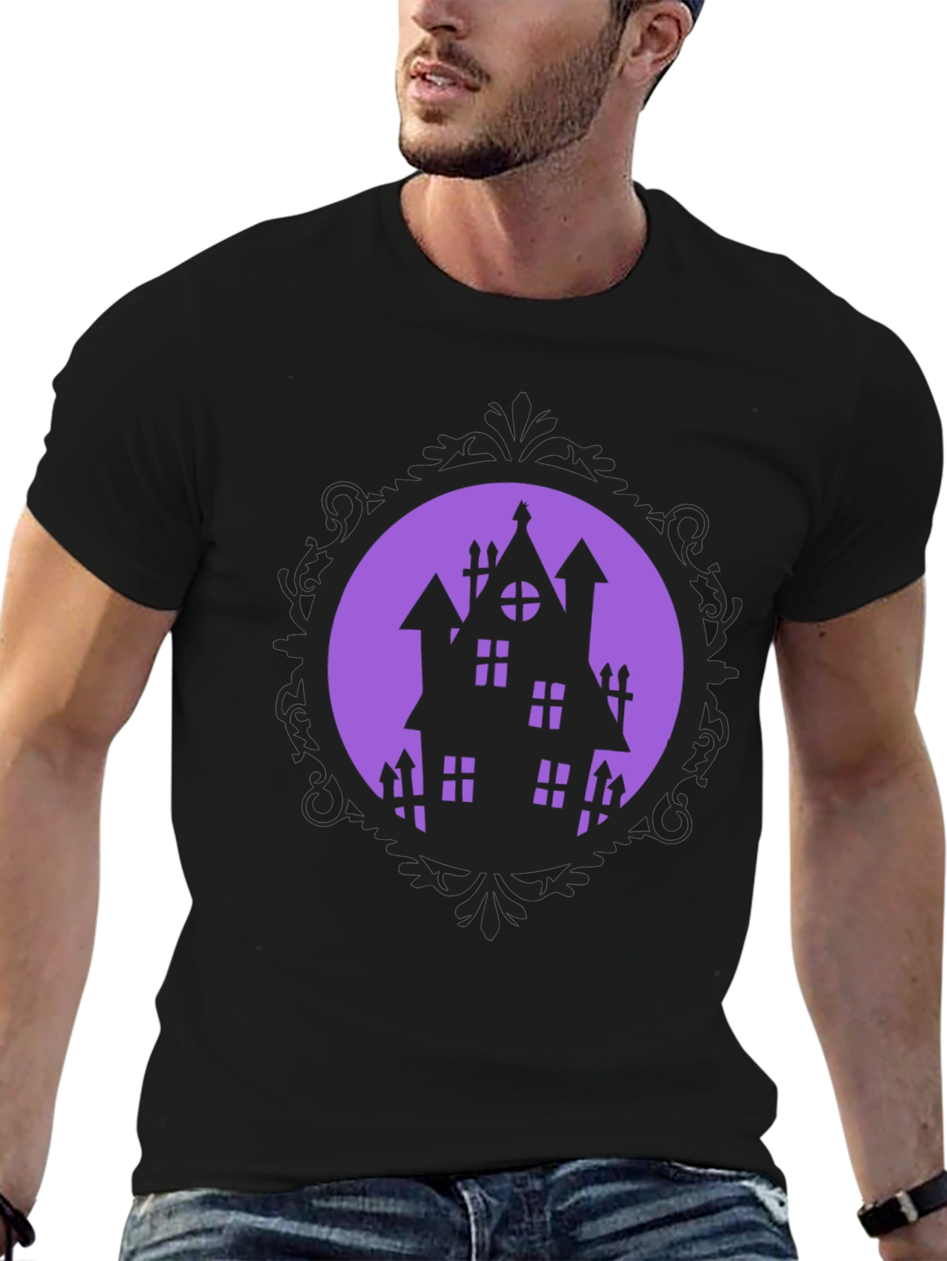 Spooky Haunted House Graphic Tee - Halloween Shirt