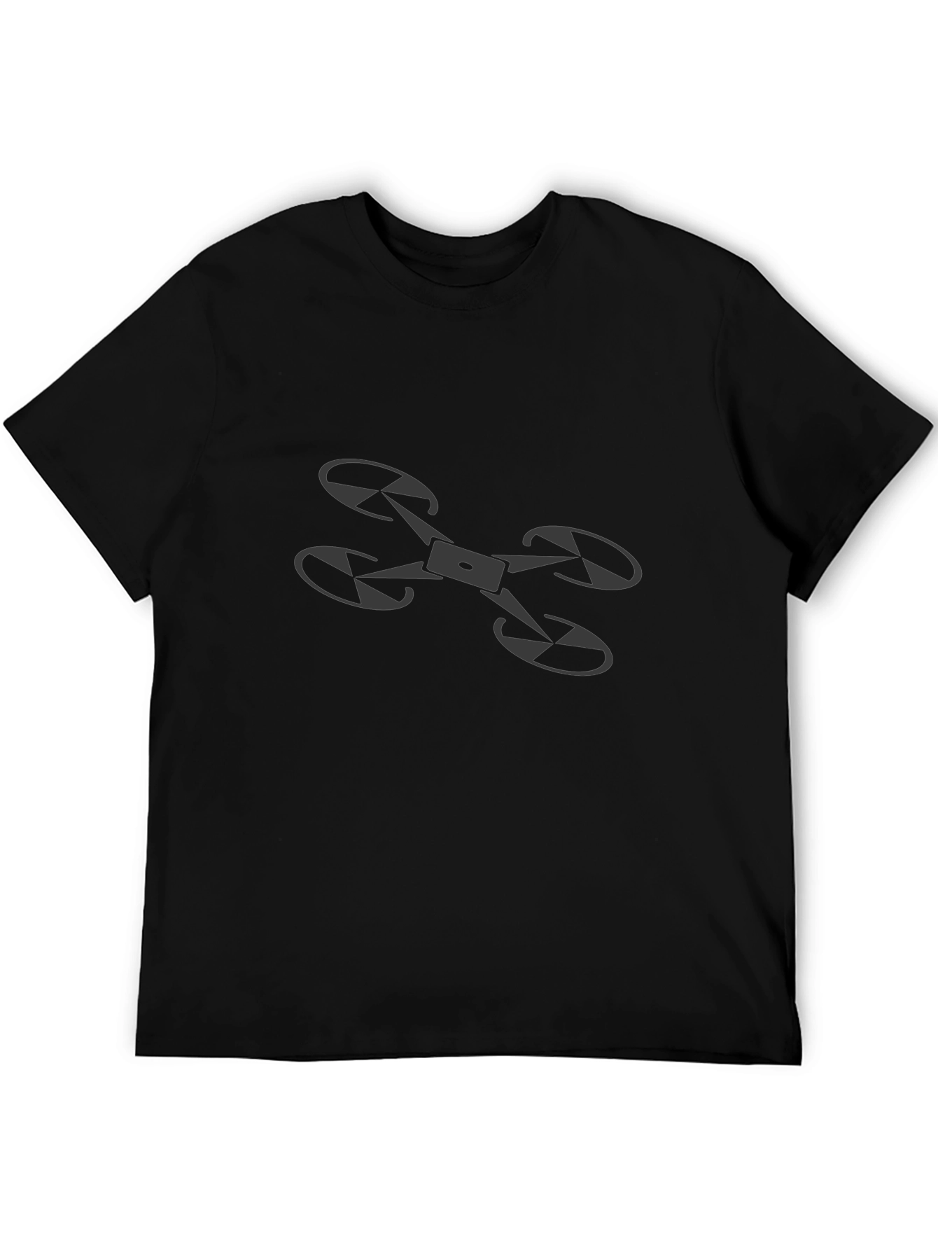 Drone Graphic Tee - Black Cotton Casual Shirt