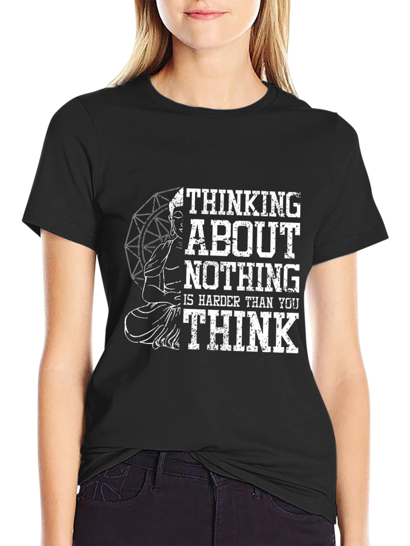 Thinking About Nothing Buddha Graphic T-Shirt
