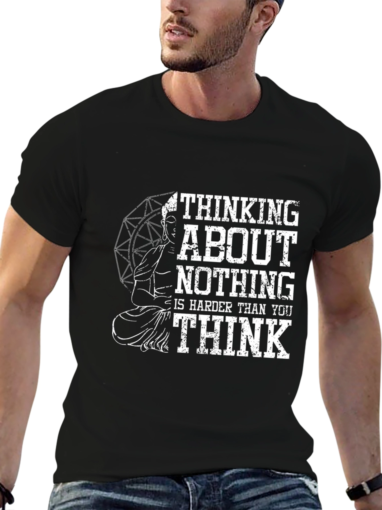 Thinking About Nothing Buddha Graphic T-Shirt