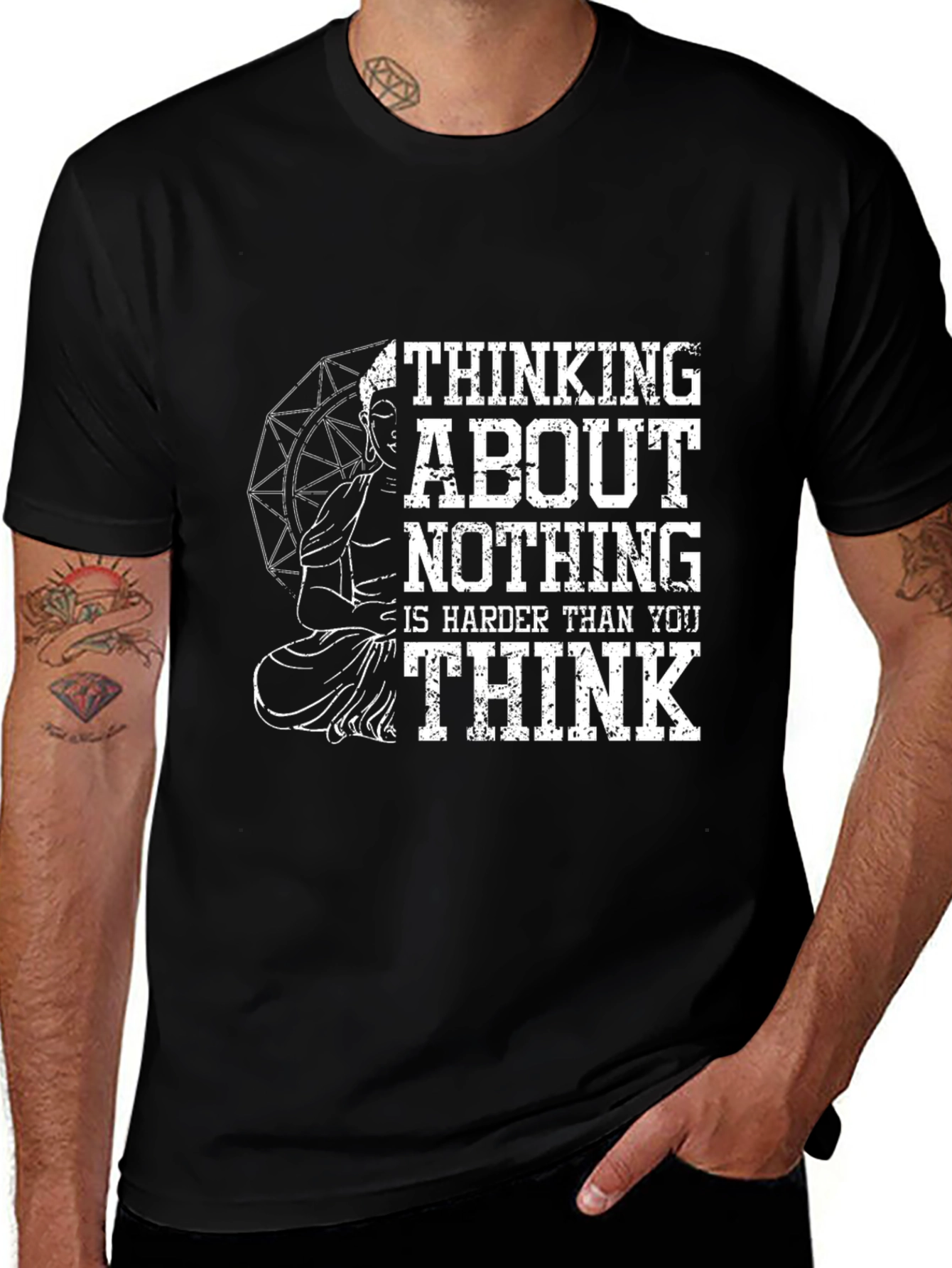 Thinking About Nothing Buddha Graphic T-Shirt