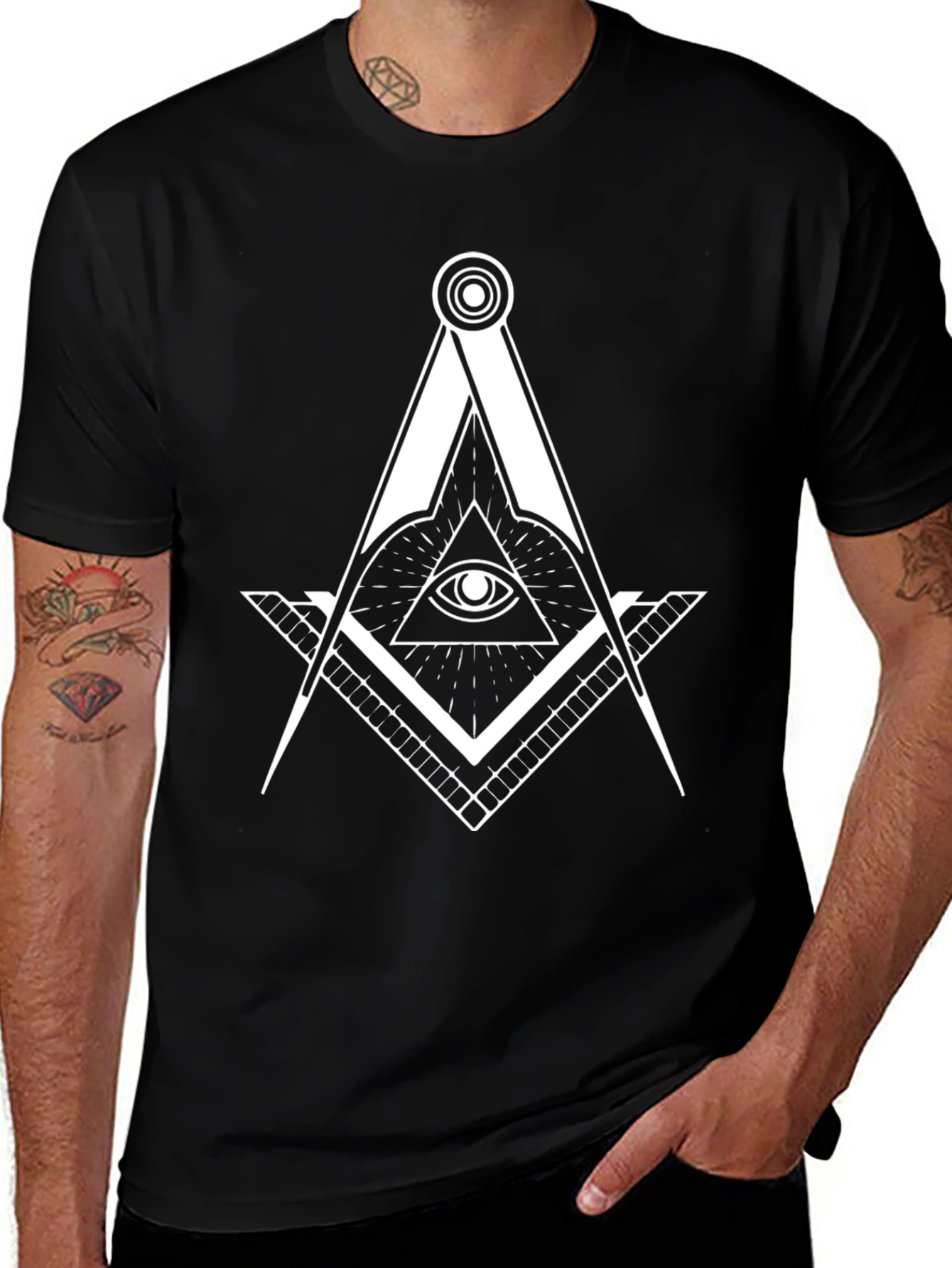 Masonic Square and Compass T-Shirt - Illuminati Symbol Tee