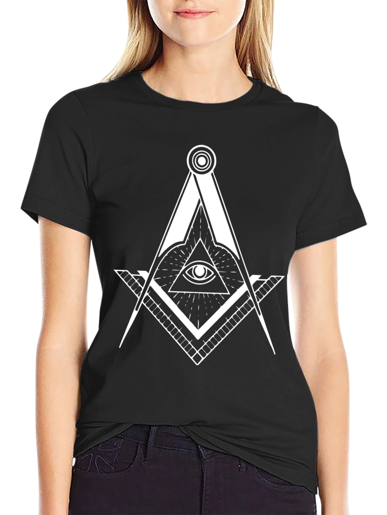 Masonic Square and Compass T-Shirt - Illuminati Symbol Tee
