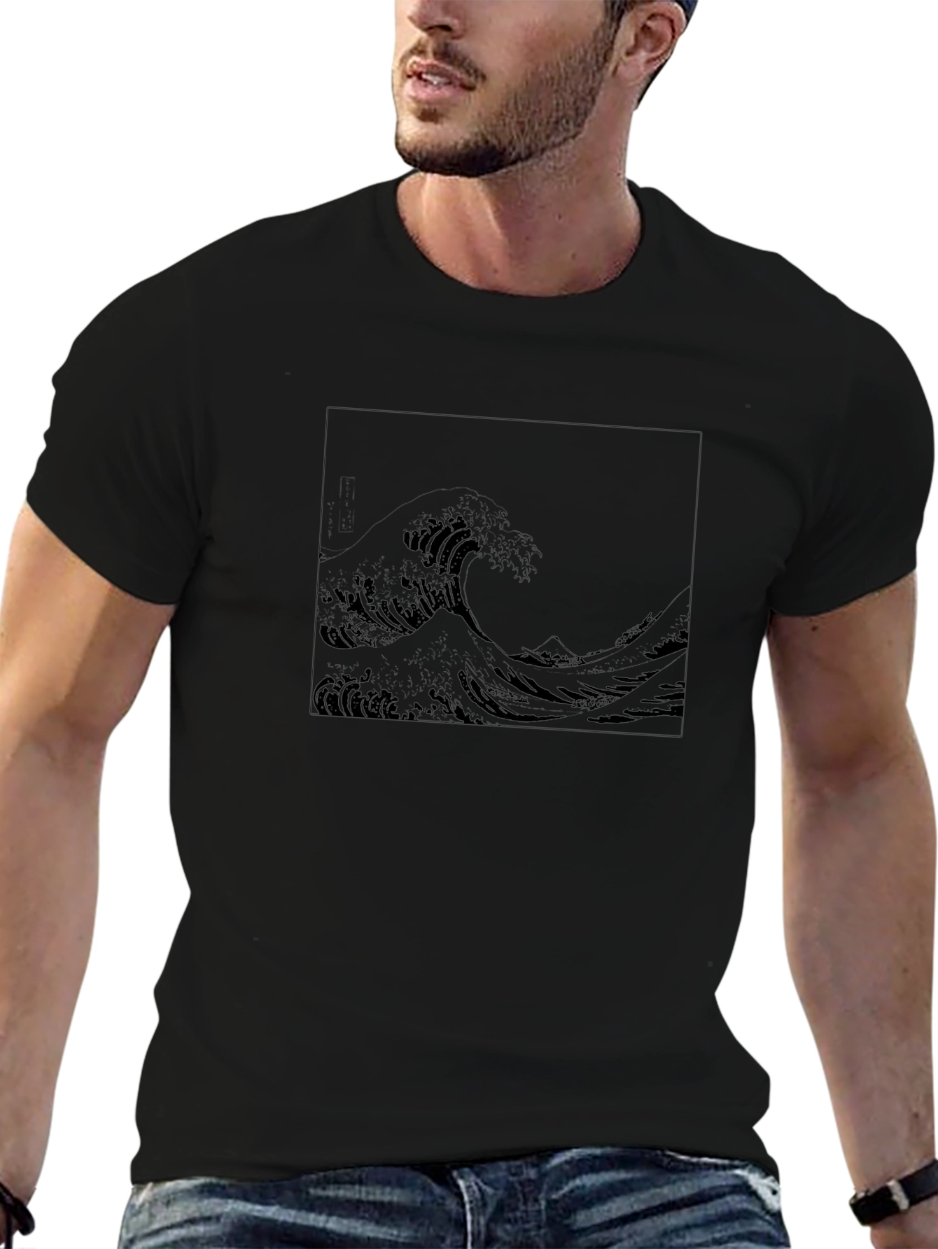 Great Wave Graphic Tee - Stylish Black T-Shirt