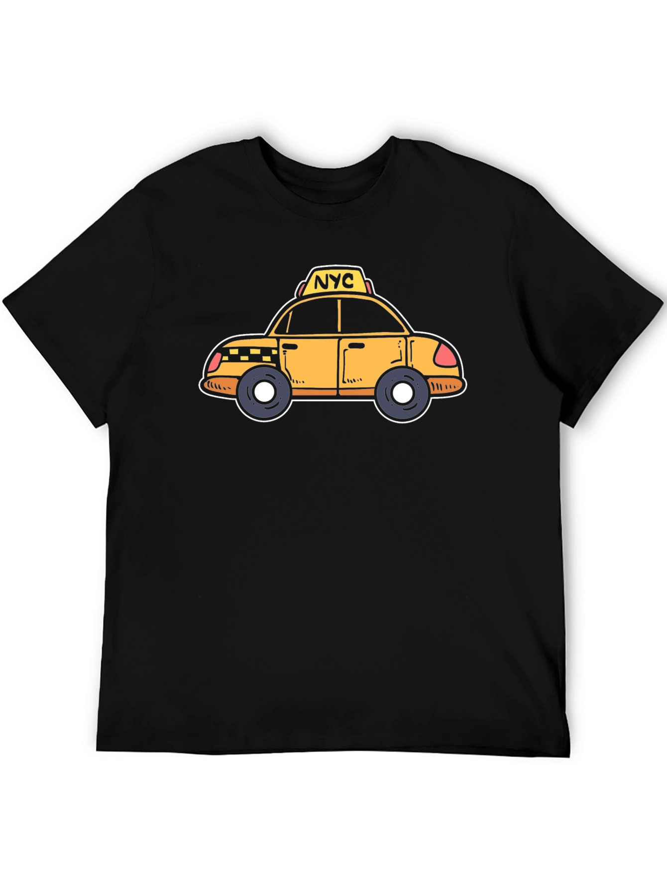 NYC Taxi Cartoon Graphic T-Shirt - Black