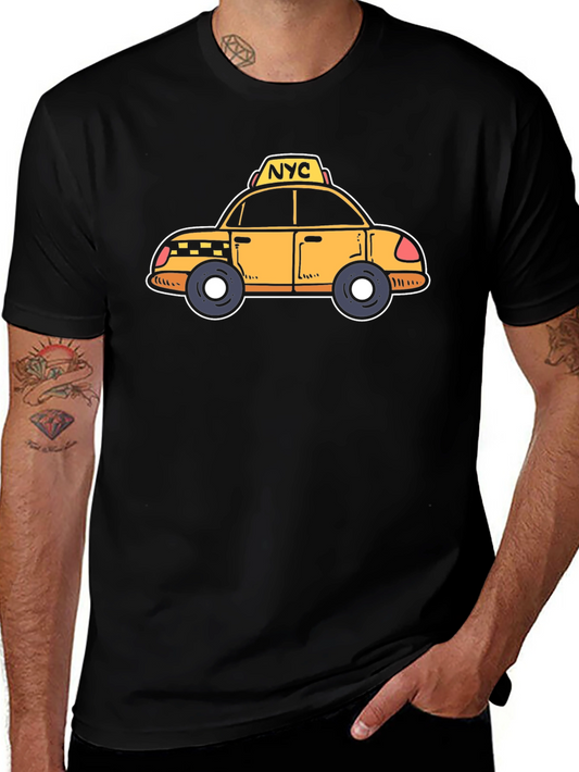 NYC Taxi Cartoon Graphic T-Shirt - Black