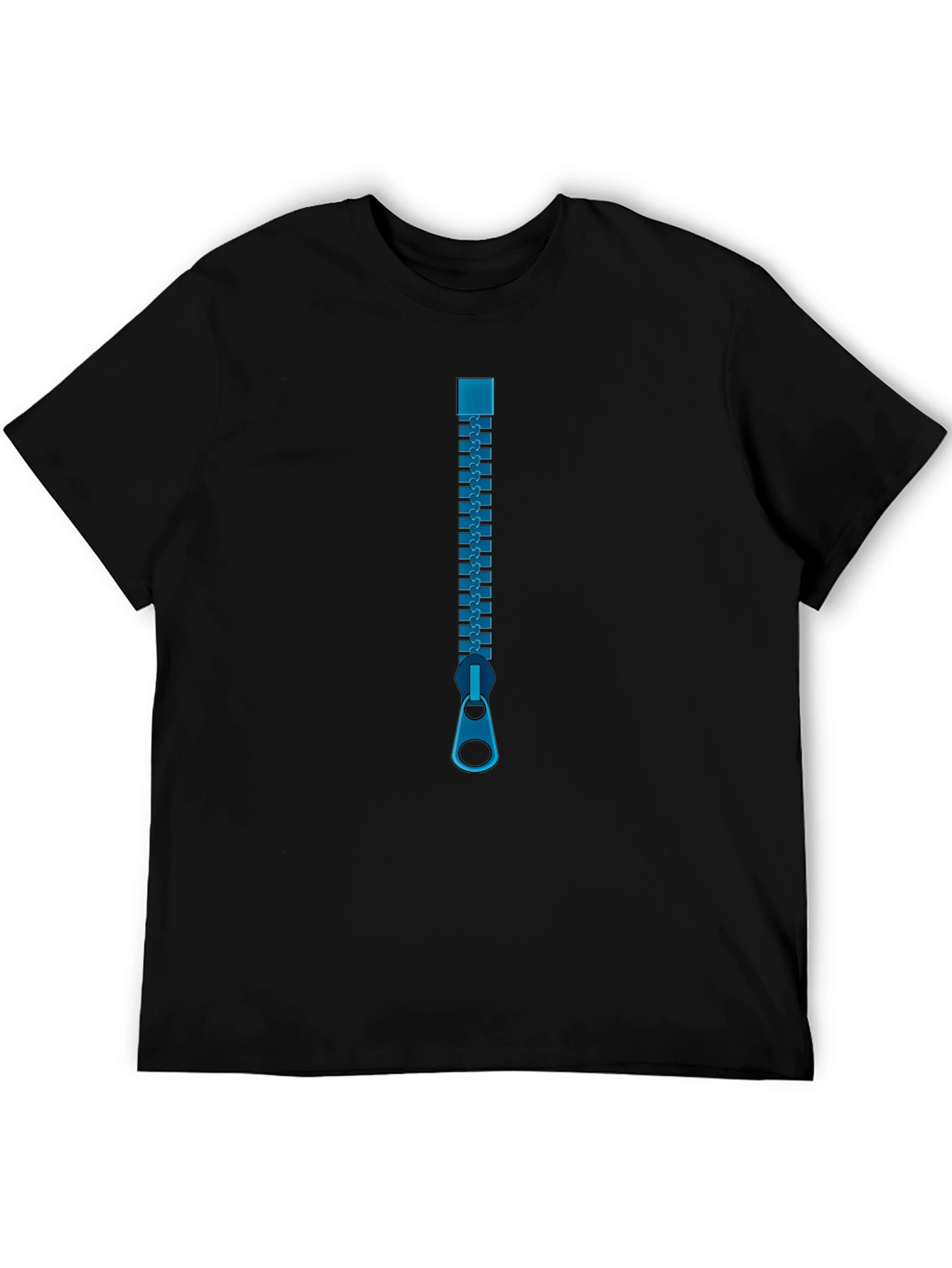 Zipper Graphic Black T-Shirt - Novelty Fashion Tee