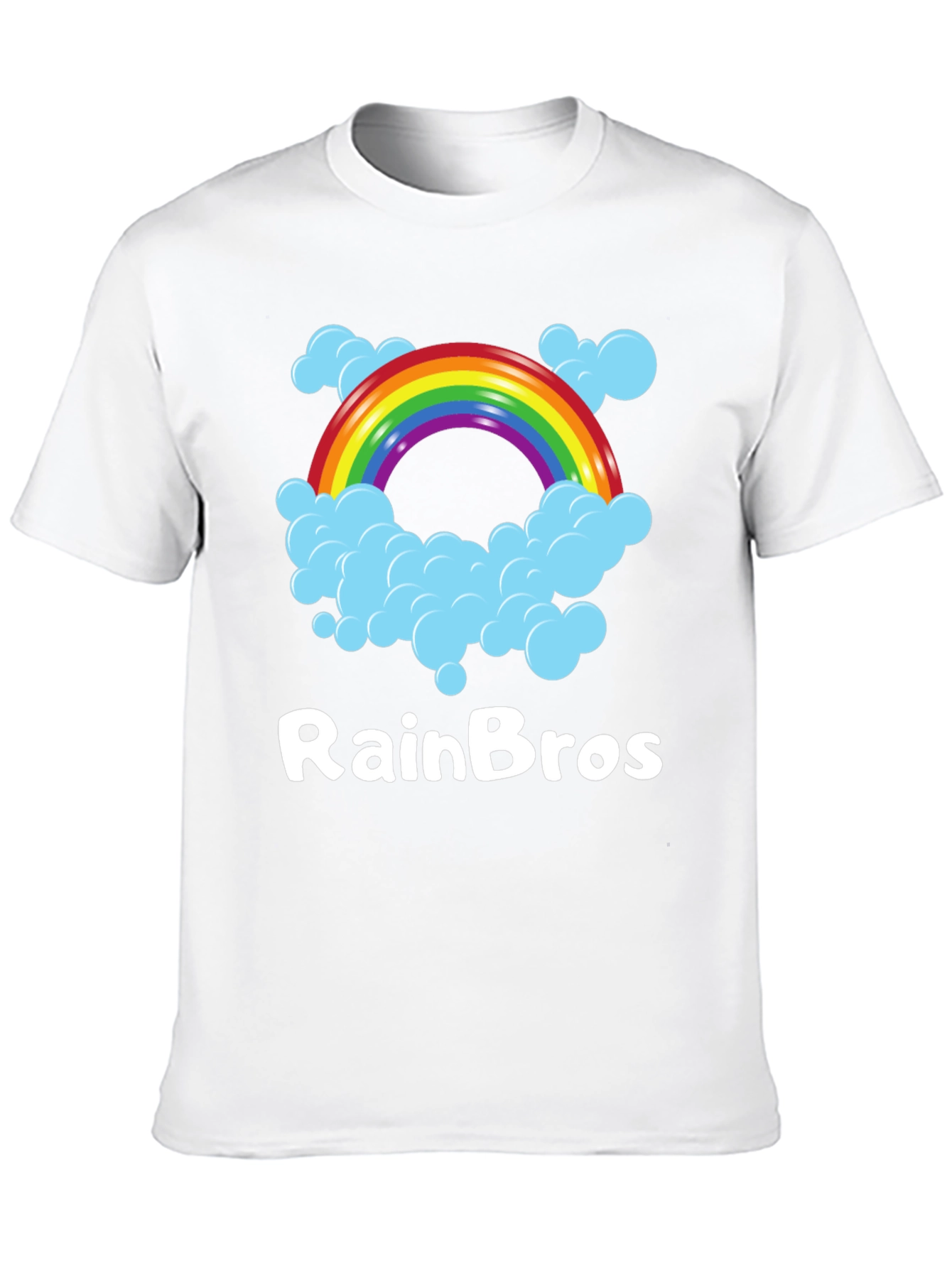 RainBro Graphic Tee - Rainbow & Clouds Black T-Shirt