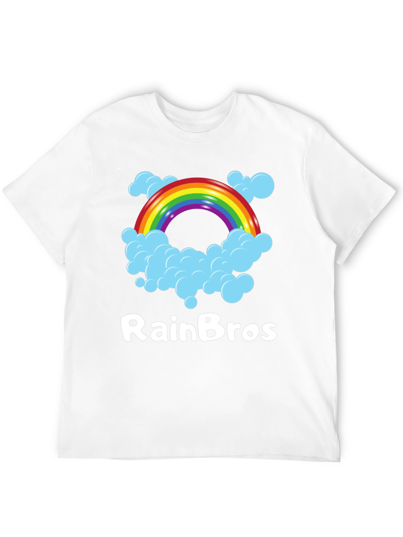 RainBro Graphic Tee - Rainbow & Clouds Black T-Shirt