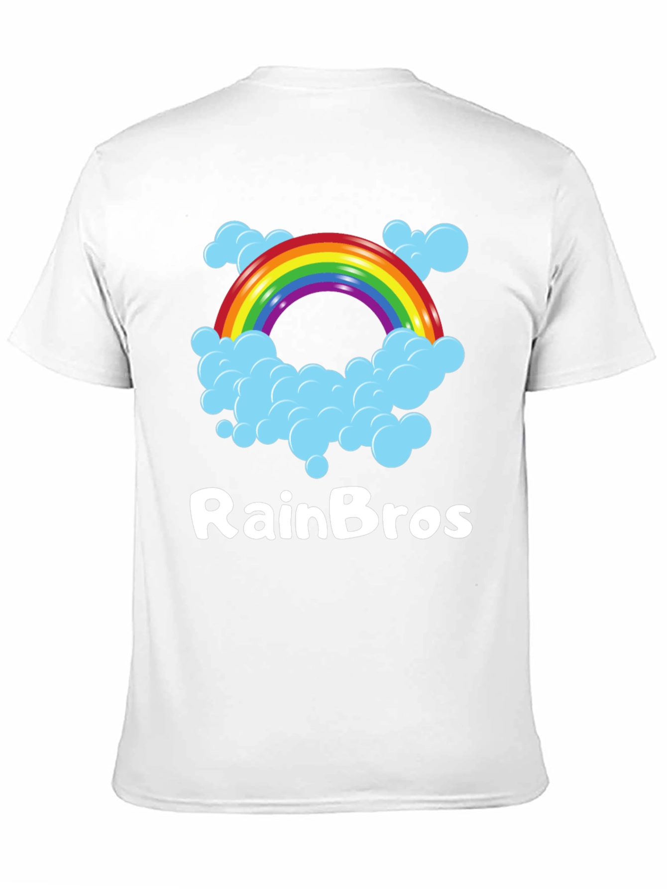 RainBro Graphic Tee - Rainbow & Clouds Black T-Shirt