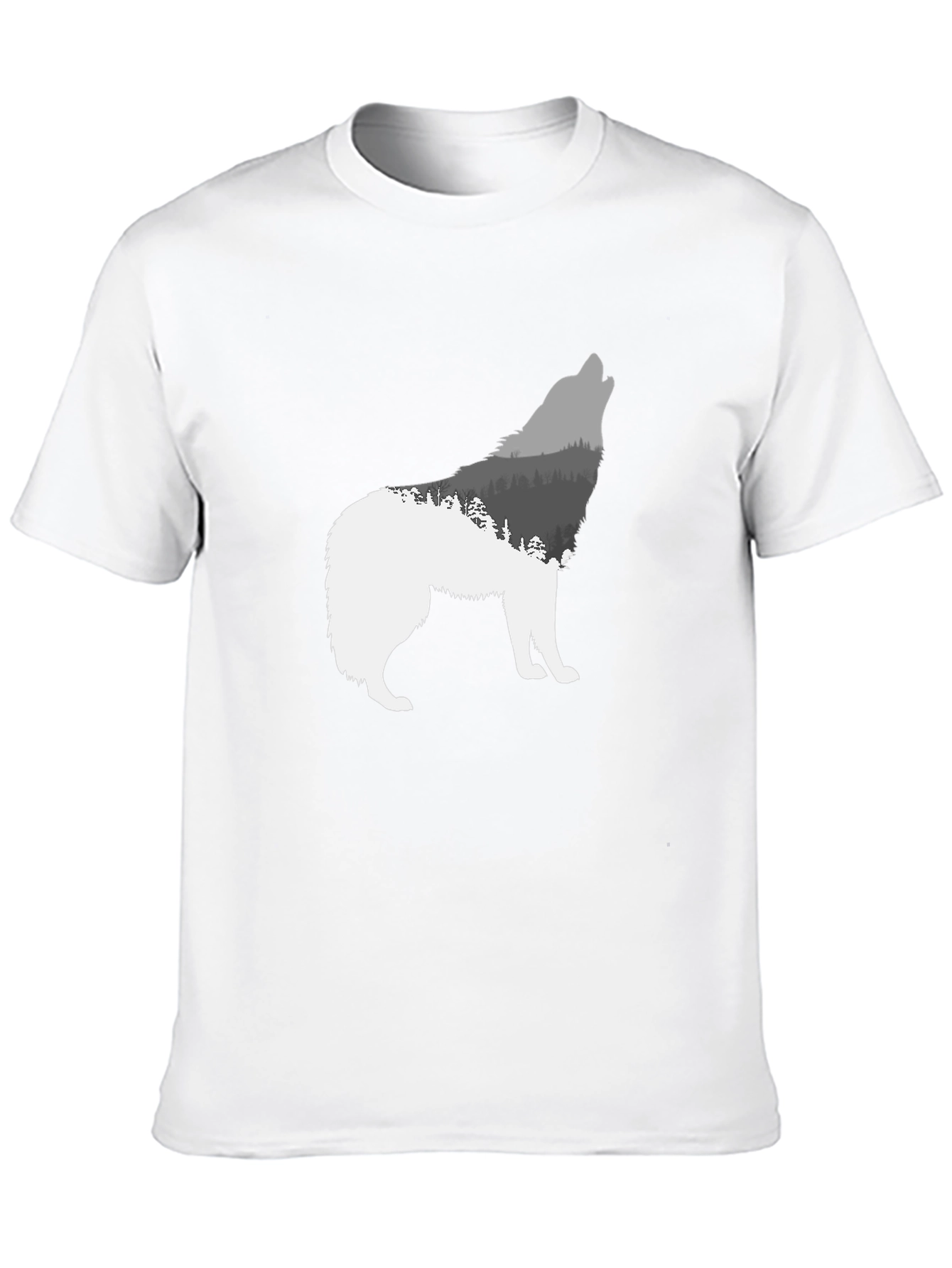 Wolf Silhouette Forest Graphic Tee - Black