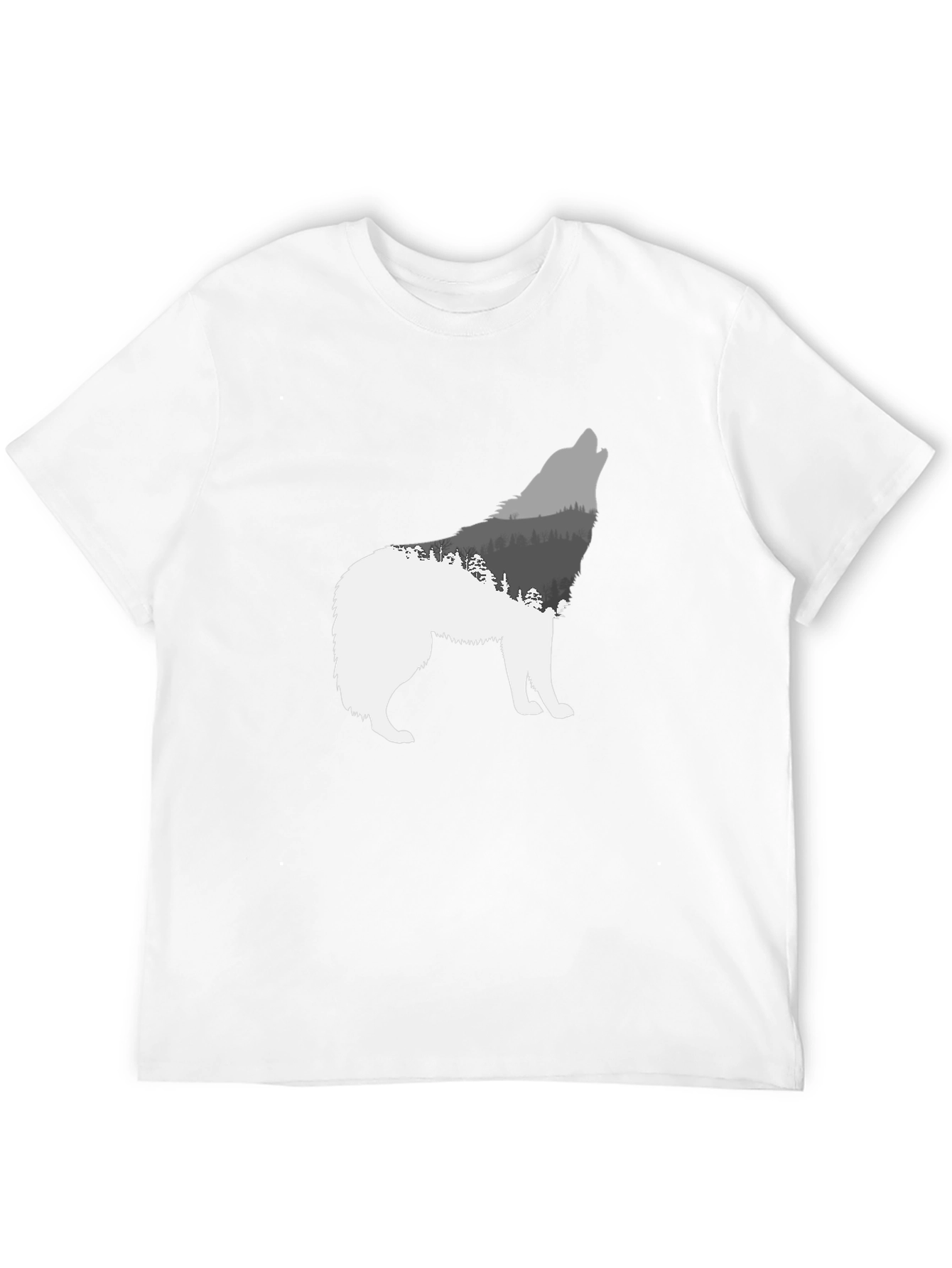 Wolf Silhouette Forest Graphic Tee - Black
