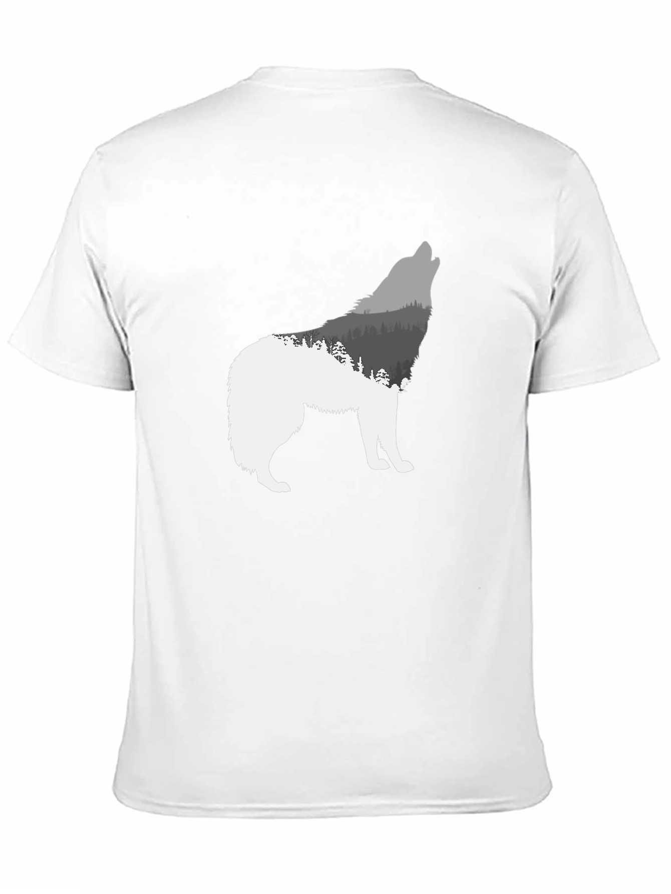 Wolf Silhouette Forest Graphic Tee - Black