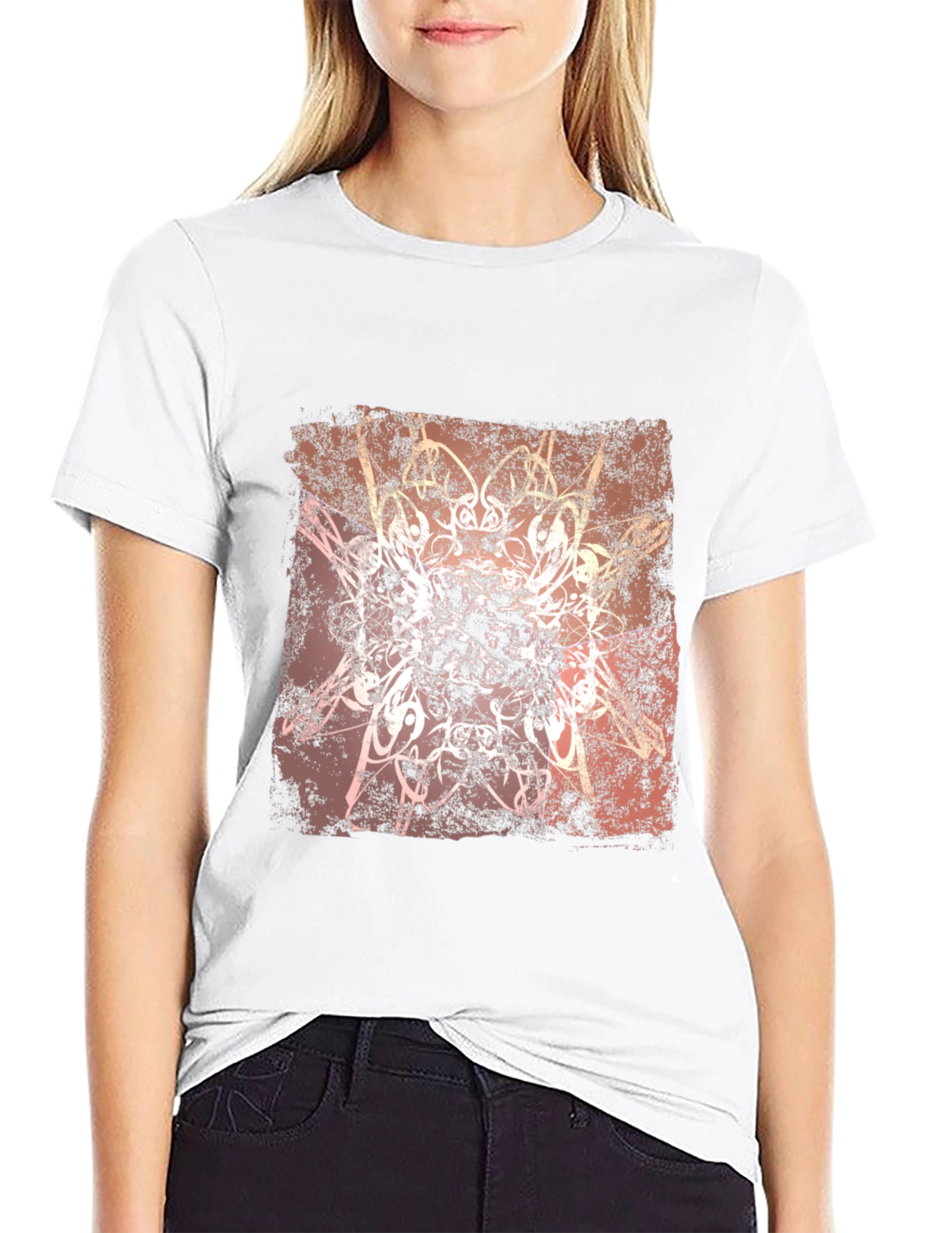Abstract Graphic Tee - Black Cotton Blend