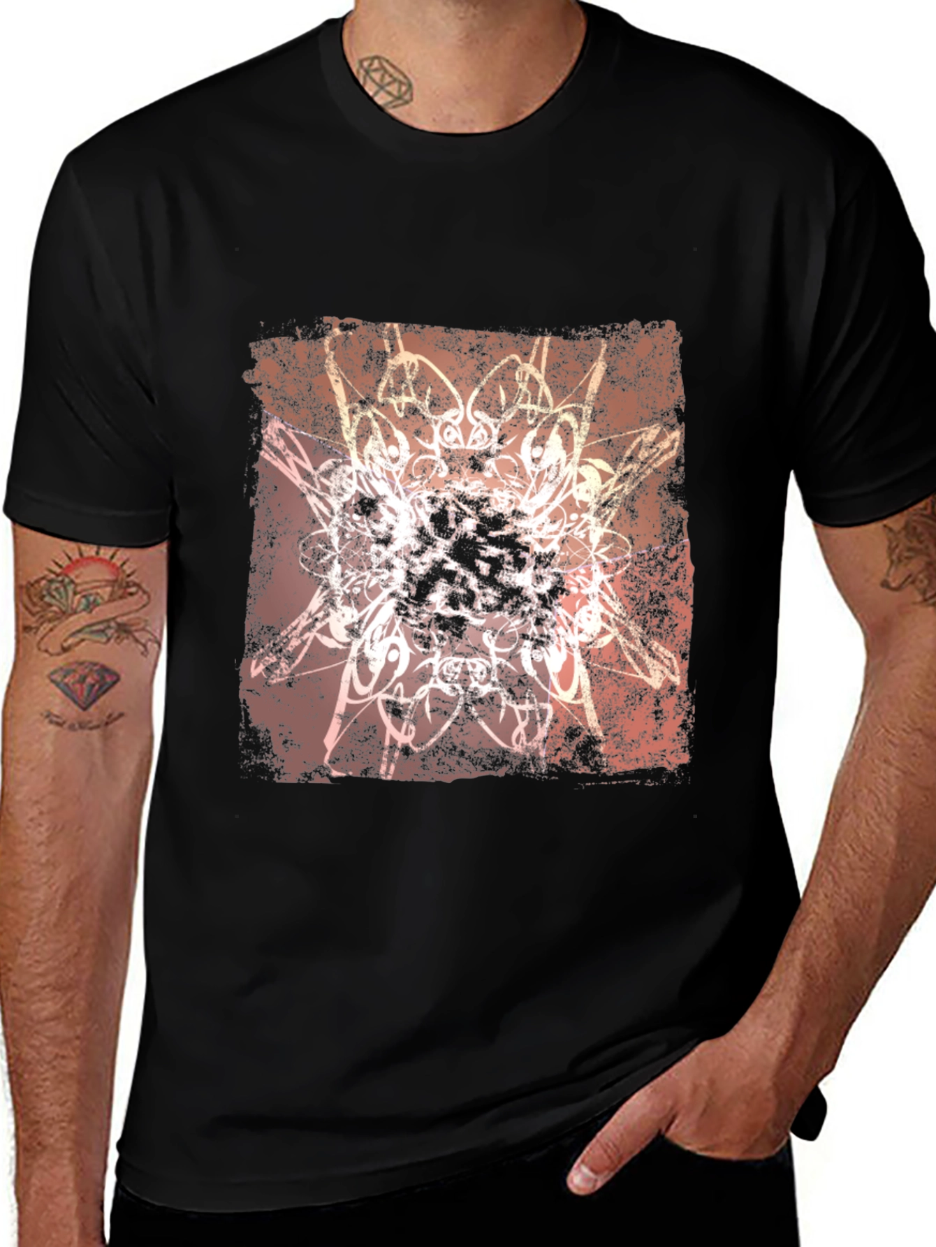 Abstract Graphic Tee - Black Cotton Blend
