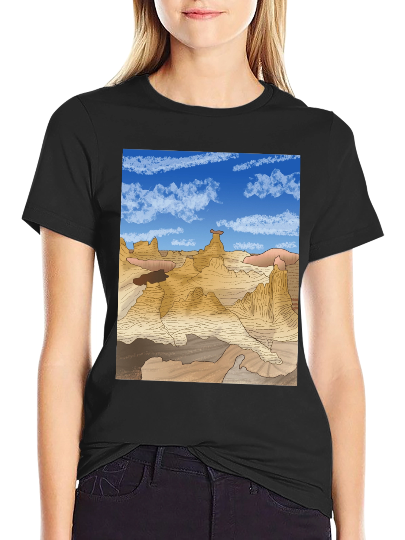 Desert Landscape Graphic Tee - Black