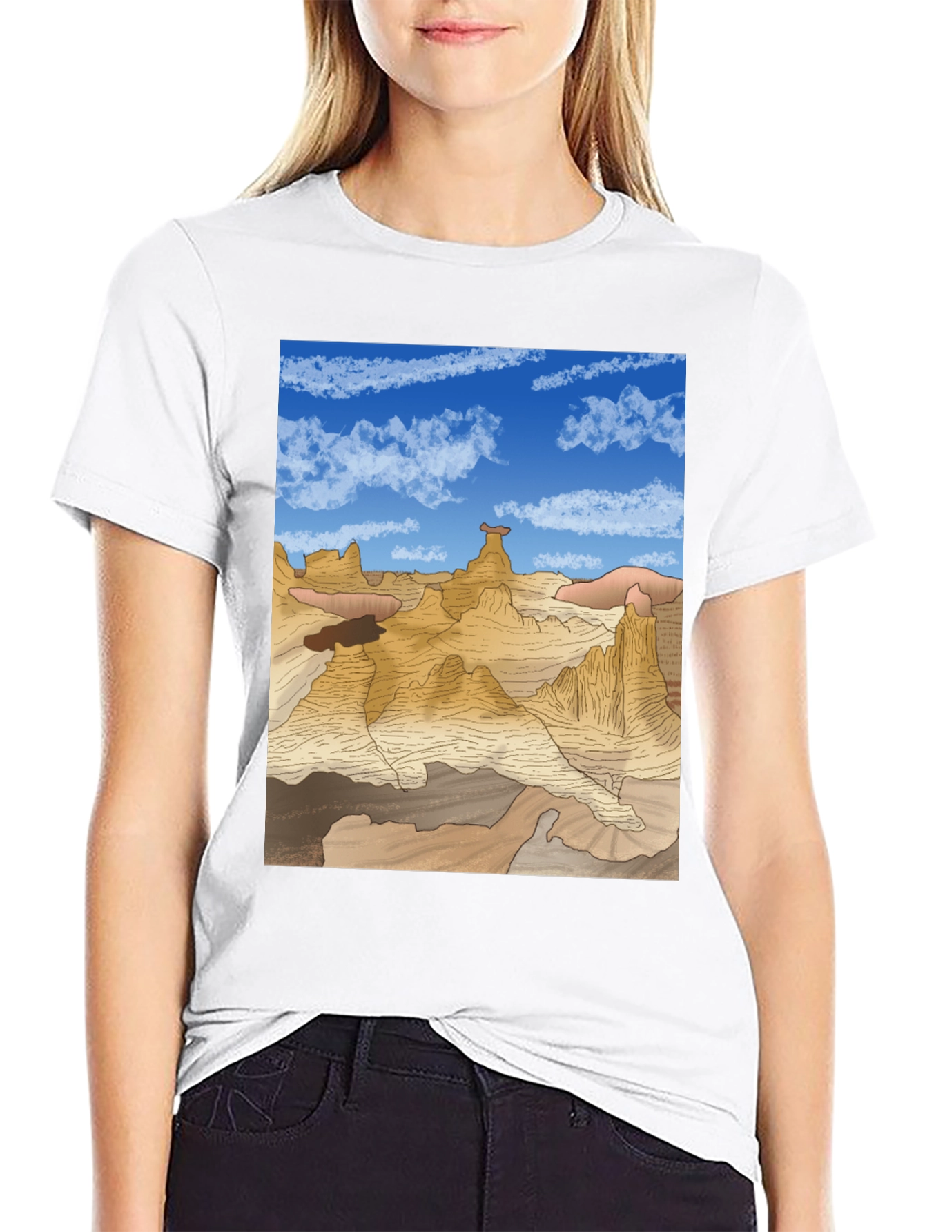 Desert Landscape Graphic Tee - Black