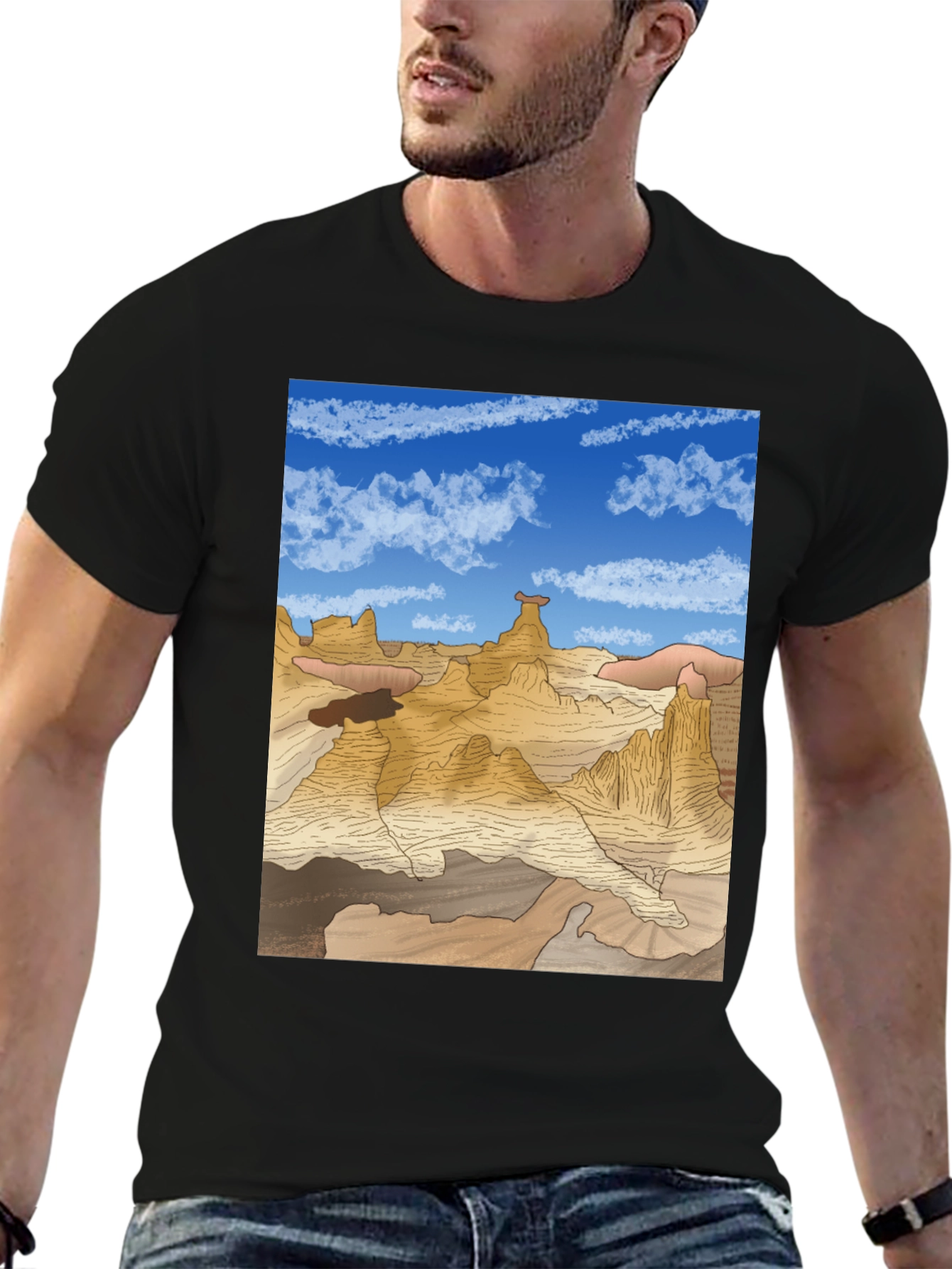 Desert Landscape Graphic Tee - Black