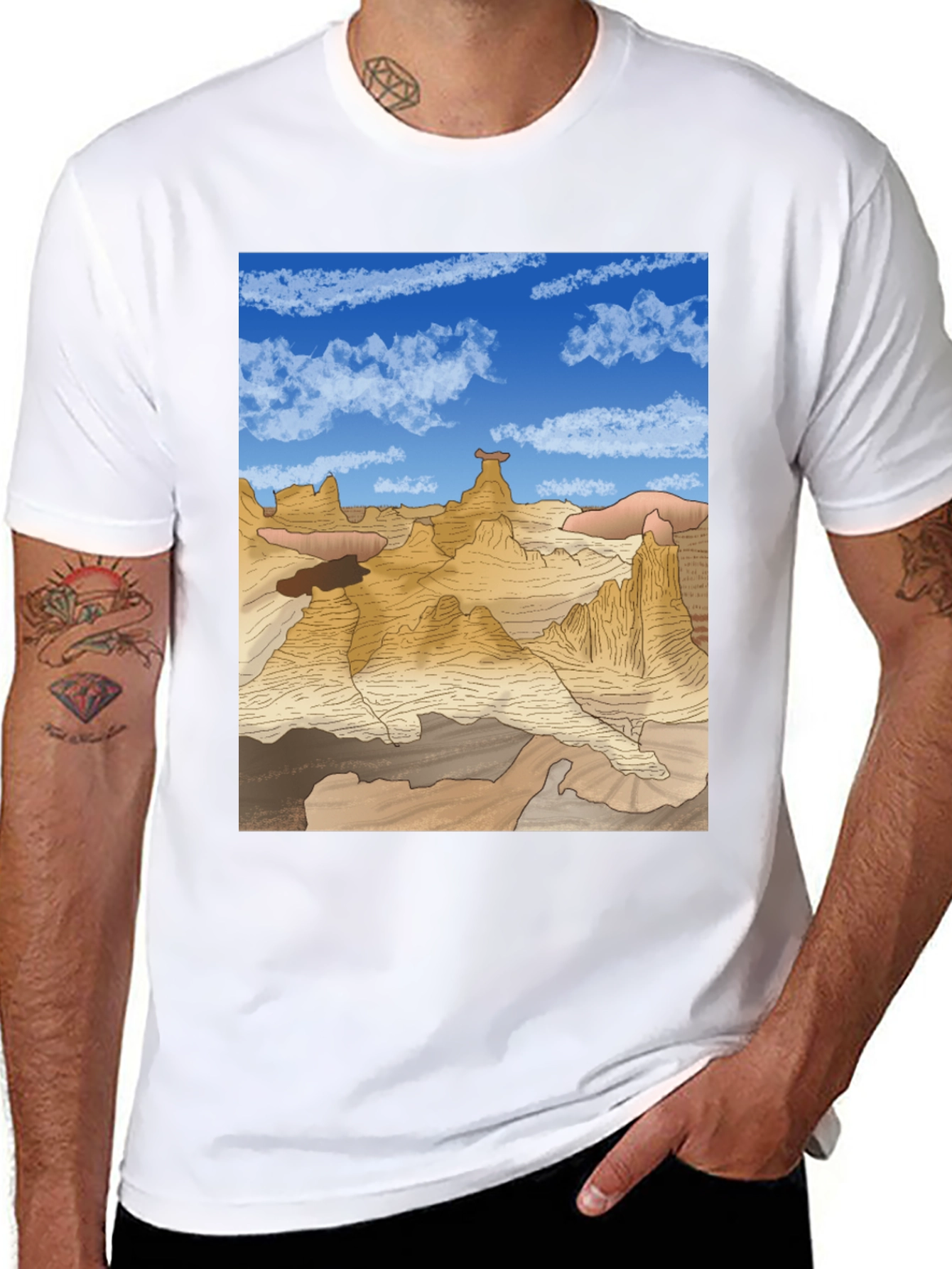 Desert Landscape Graphic Tee - Black