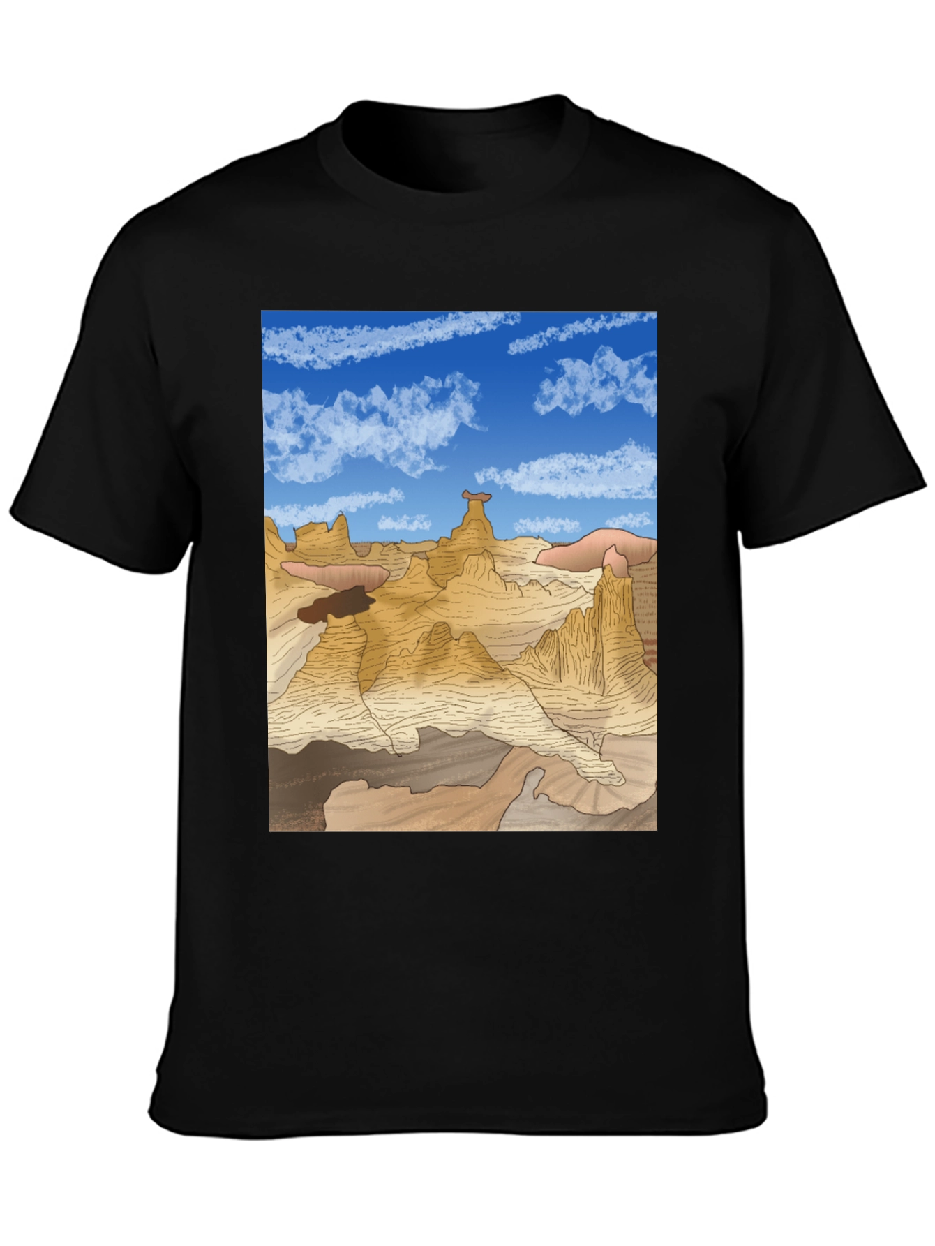 Desert Landscape Graphic Tee - Black