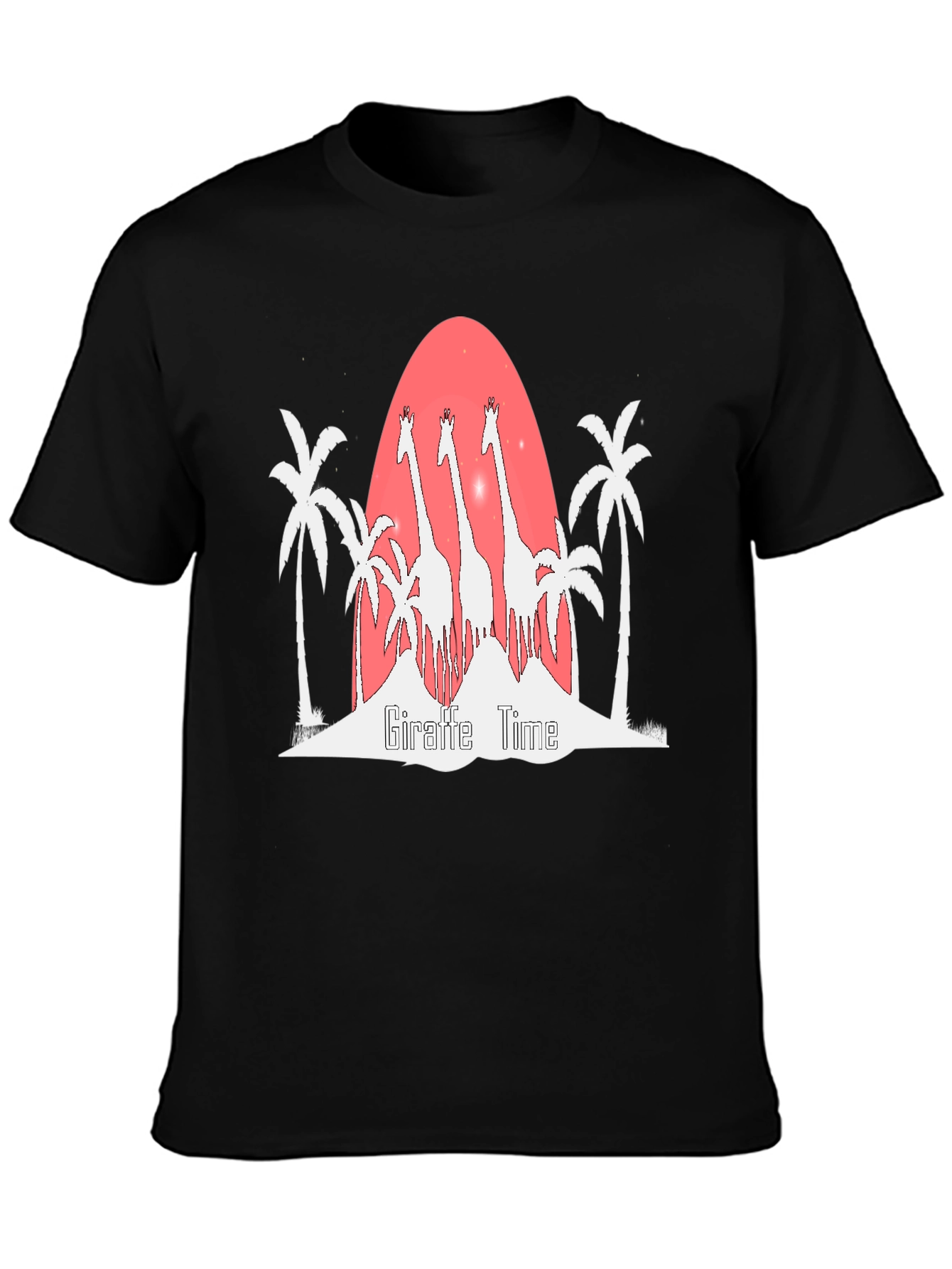 Giraffe Time Graphic Tee - Black Cotton T-Shirt