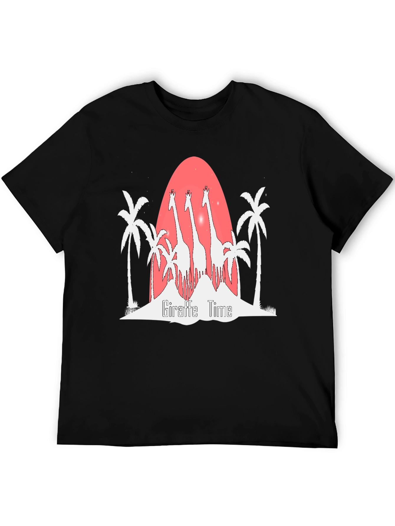 Giraffe Time Graphic Tee - Black Cotton T-Shirt