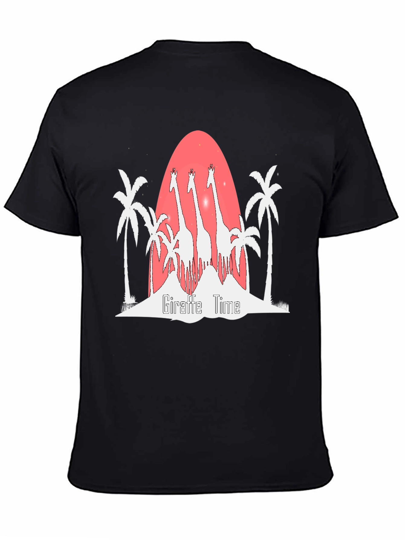 Giraffe Time Graphic Tee - Black Cotton T-Shirt