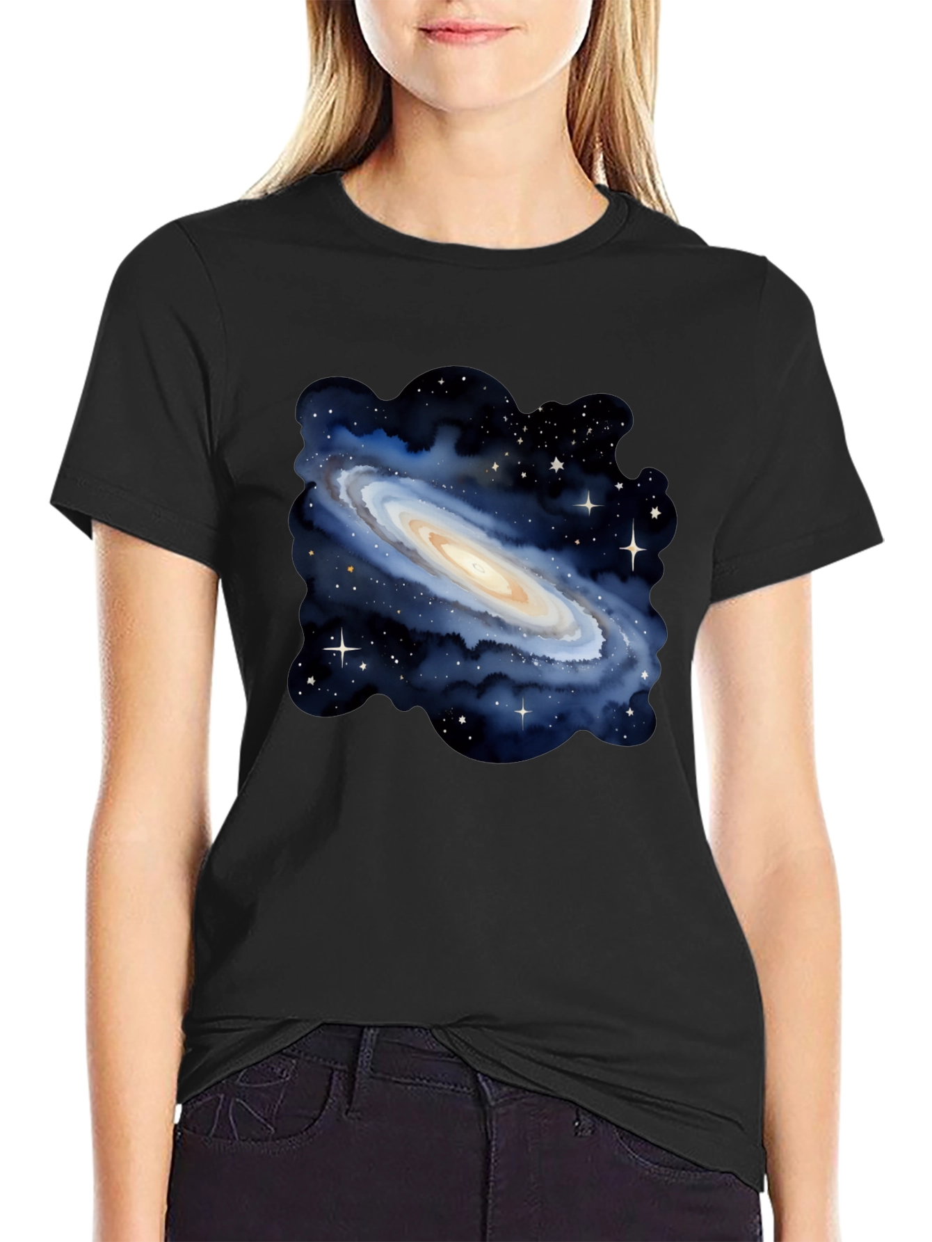 Galaxy Print Black T-Shirt