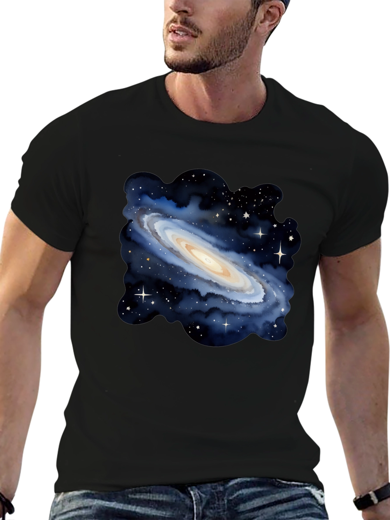 Galaxy Print Black T-Shirt