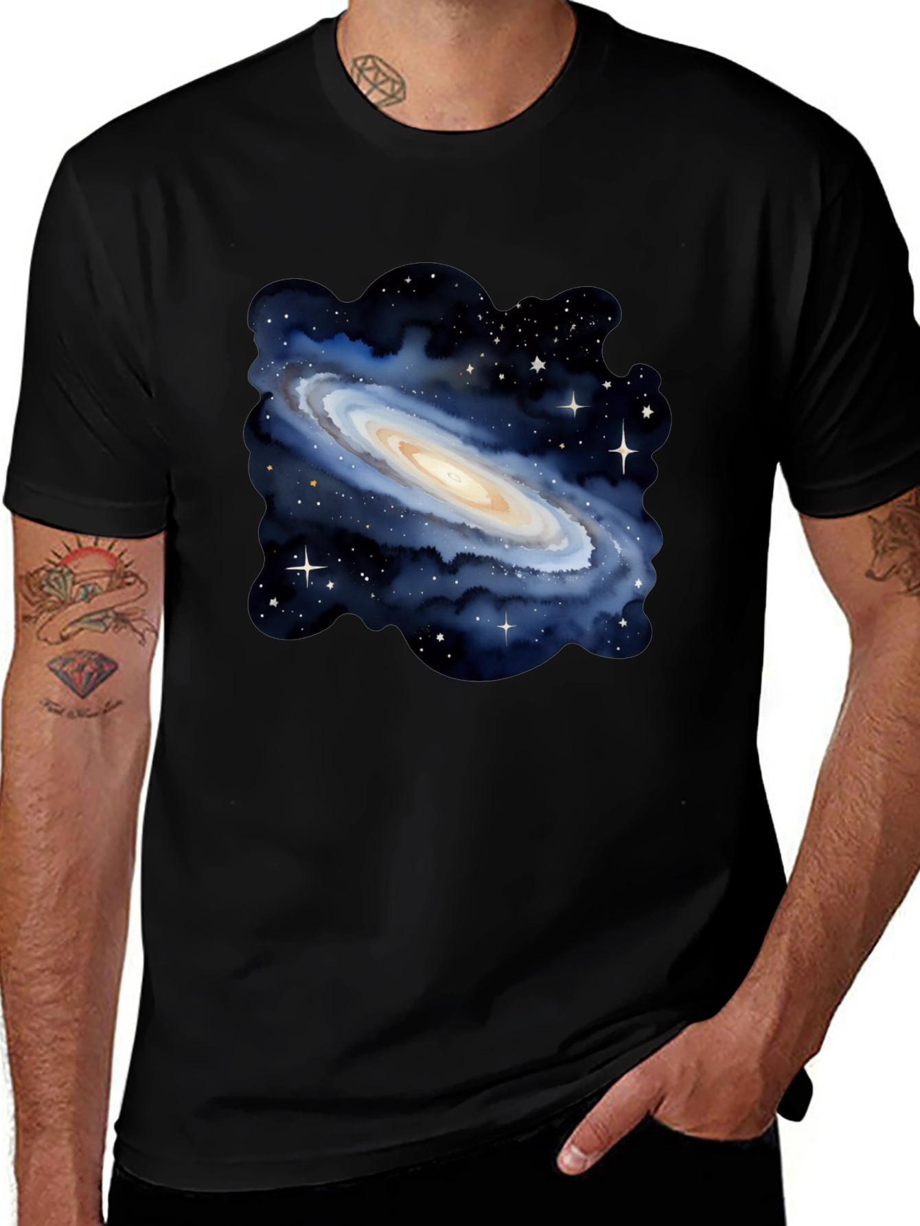 Galaxy Print Black T-Shirt