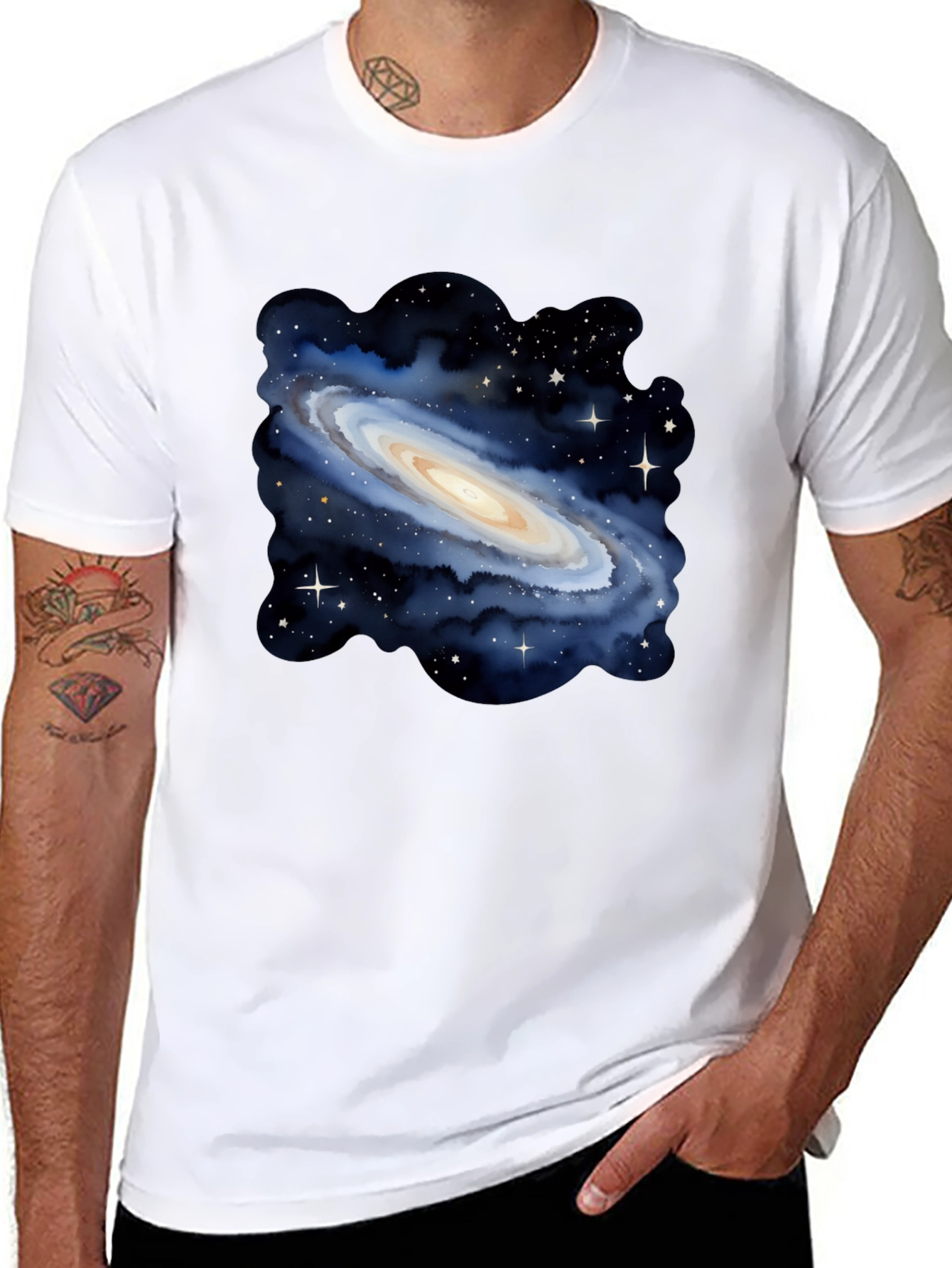 Galaxy Print Black T-Shirt
