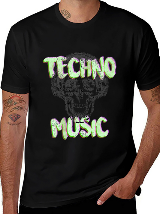 Techno Music Skull Graphic T-Shirt