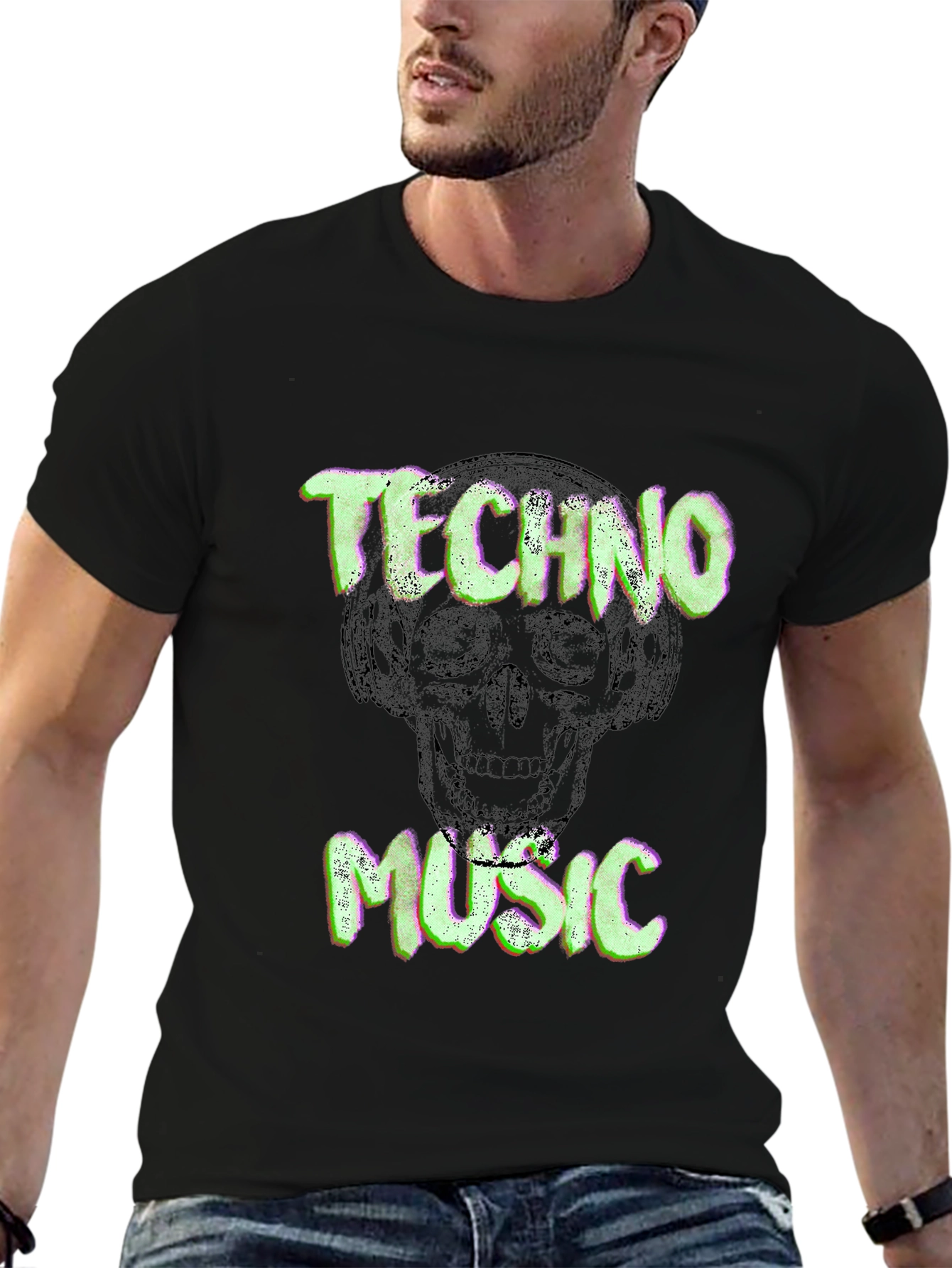 Techno Music Skull Graphic T-Shirt